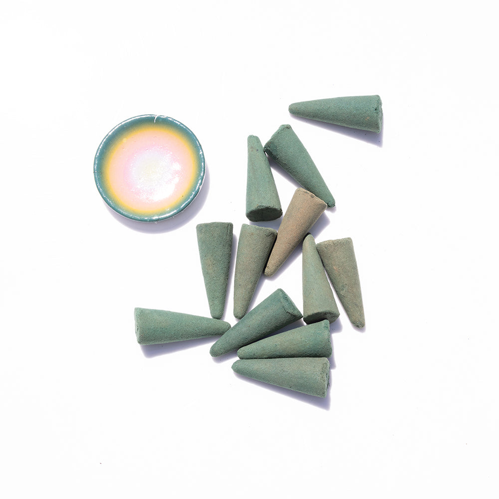 Abundance Basil & Neroli 22 Incense Cones and Ceramic Burner