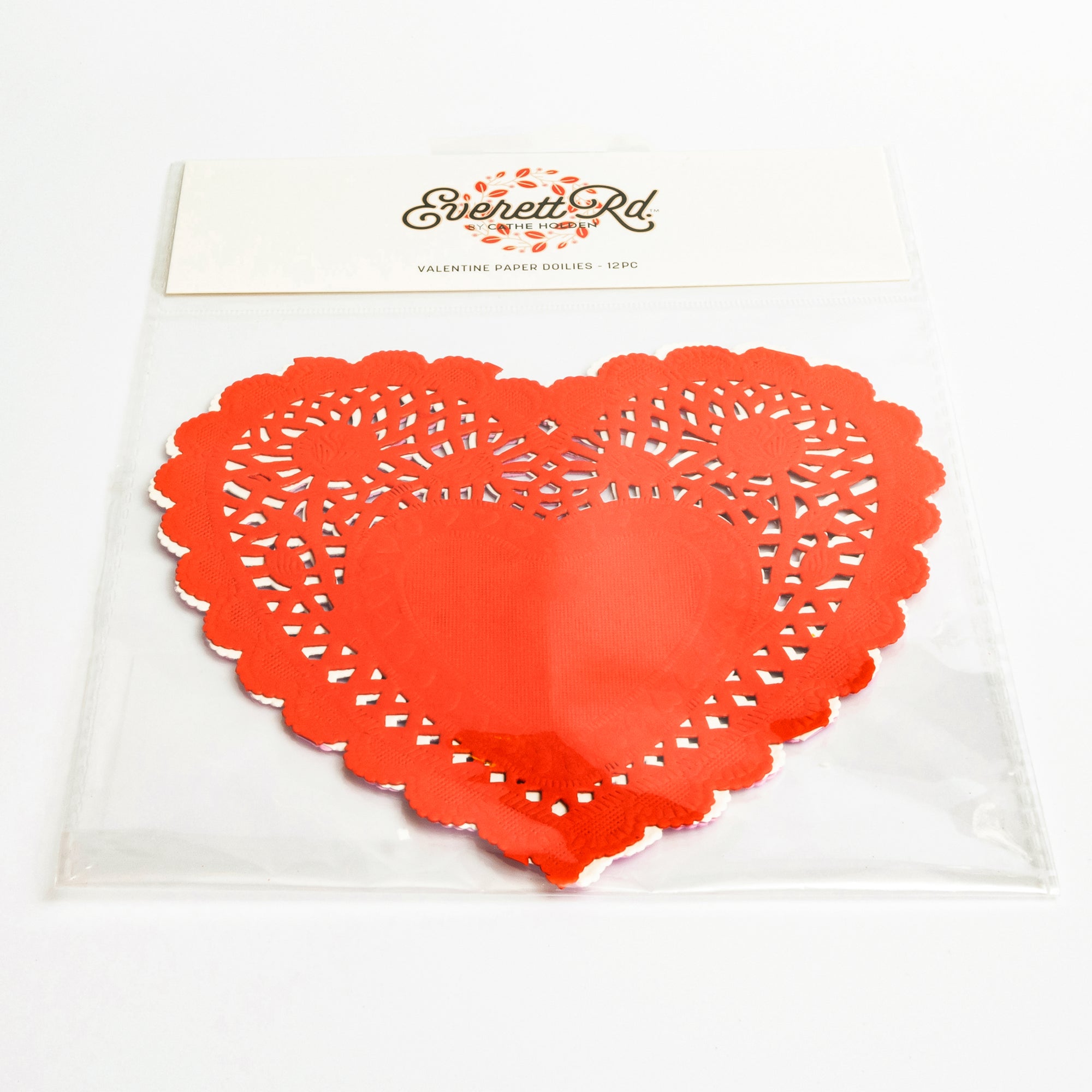 Red, Pink, and White Lace Heart Paper Doilies Everett Rd. by Cathe Holden