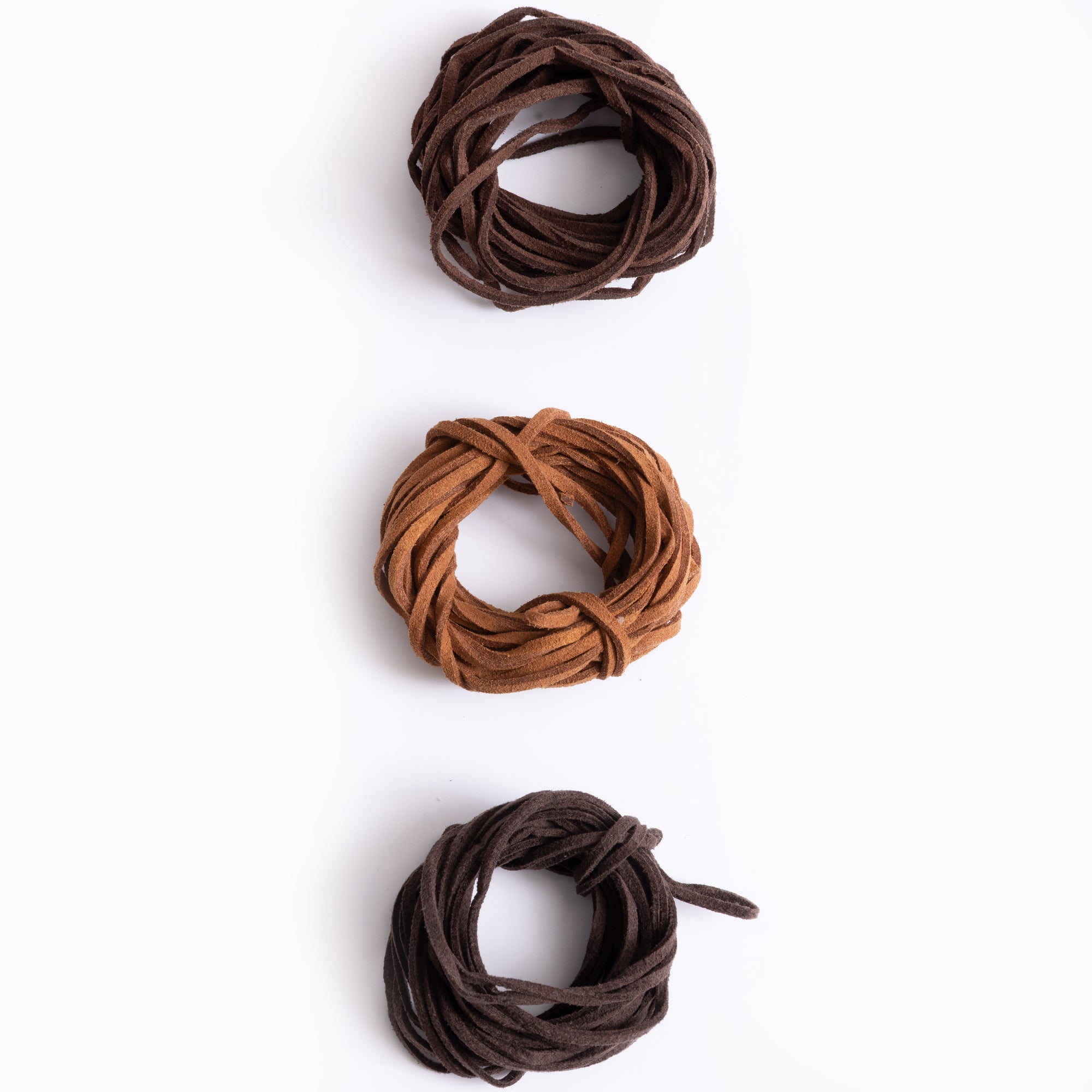 Tan, Brown and Dark Brown Sueded Cording, 12yd