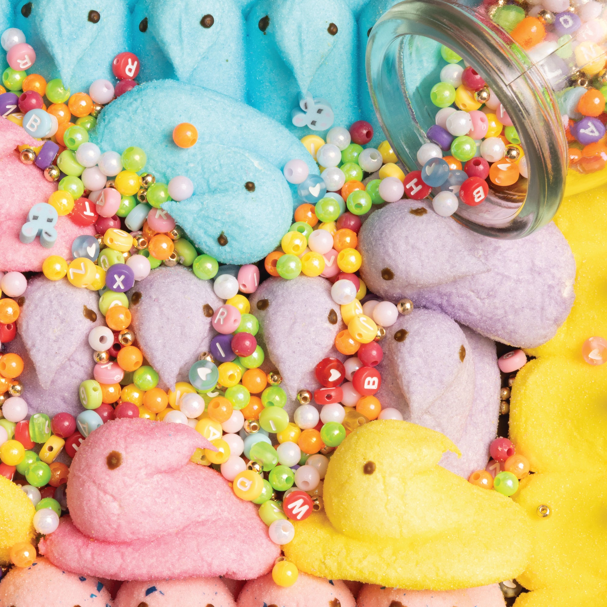 Easter Bunny Beads Multicolor DIY Letter Jar