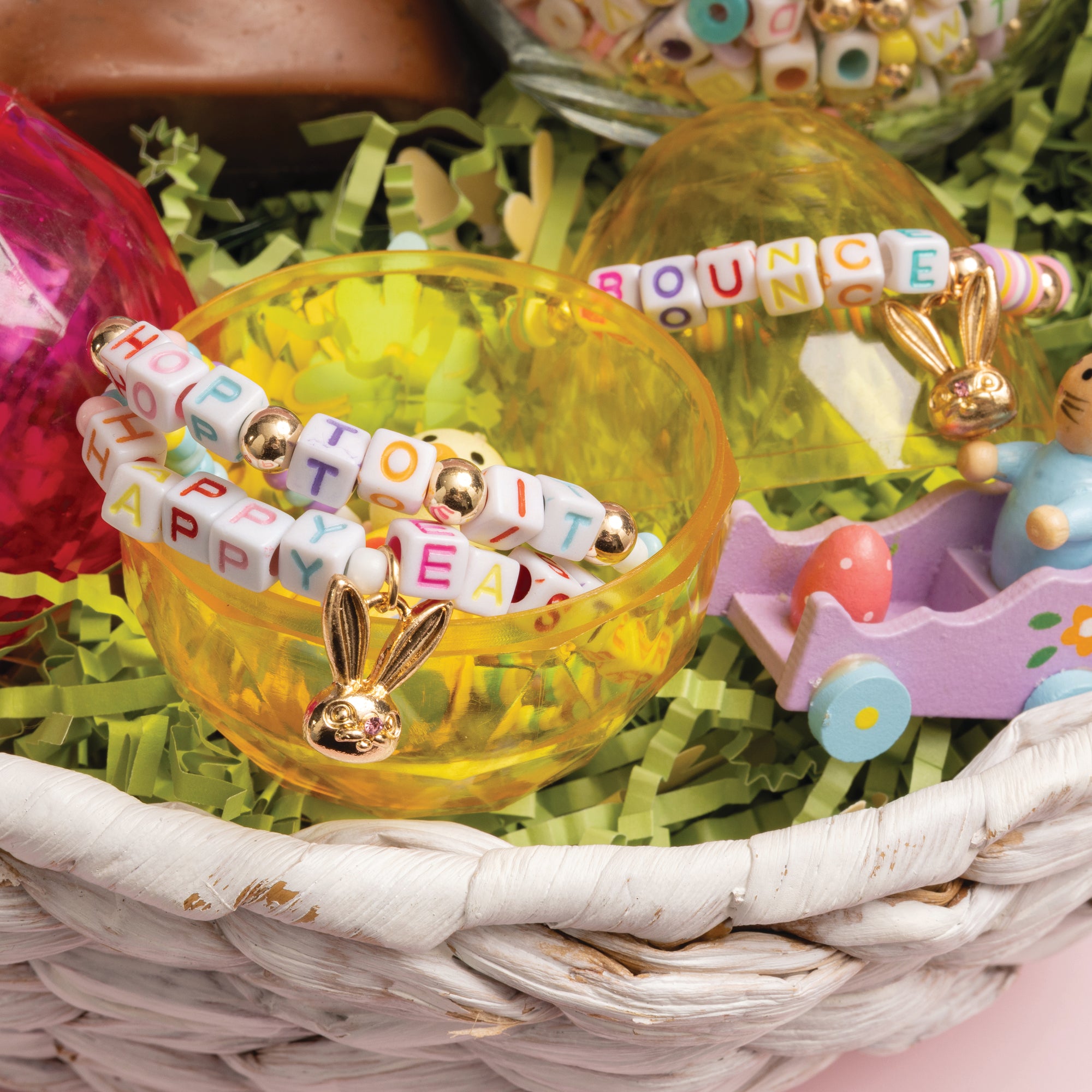 Multicolor Easter Heishi and Block Letter DIY Beaded Jewelry Jar
