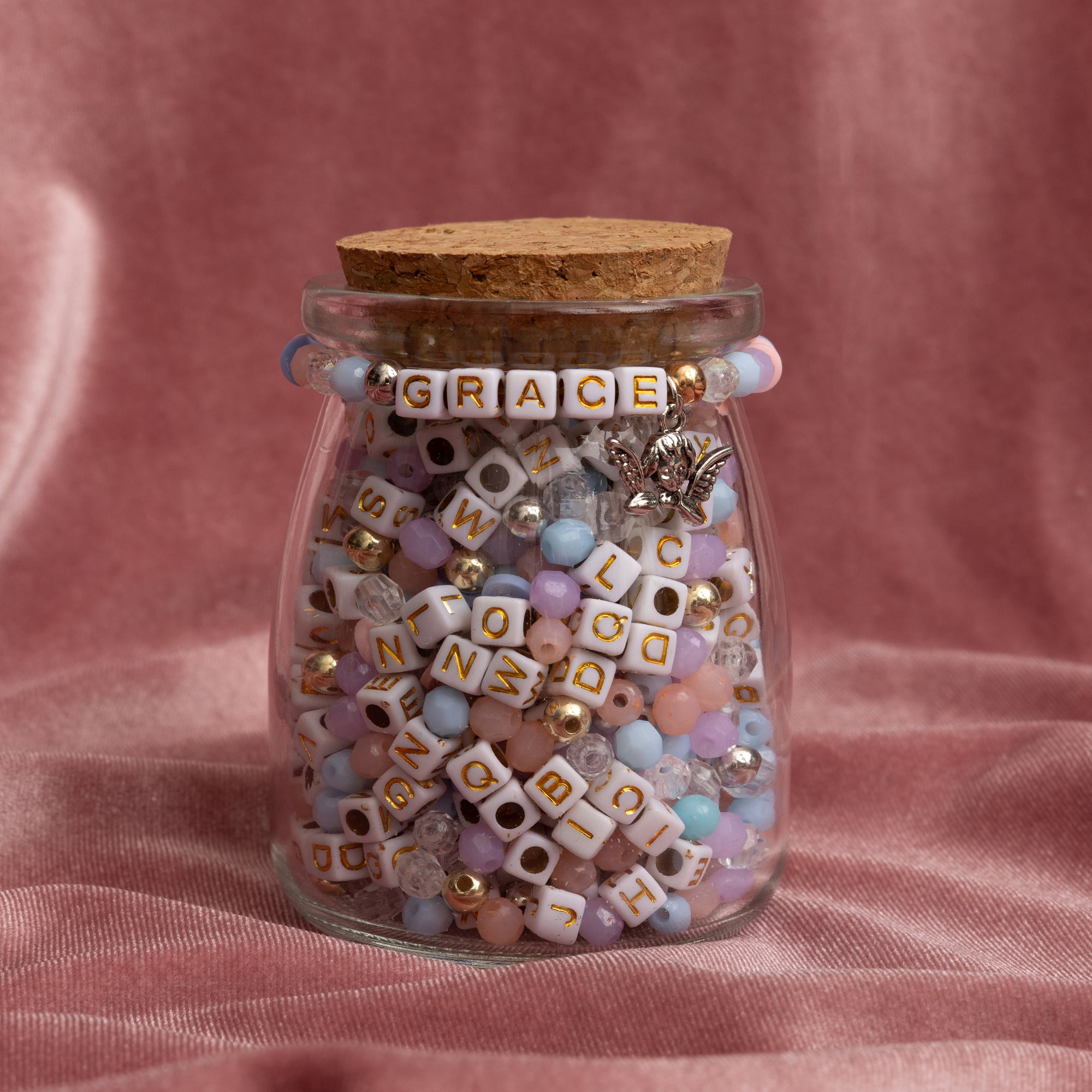 Grace DIY Letter Bead Jar With Cherub Charm