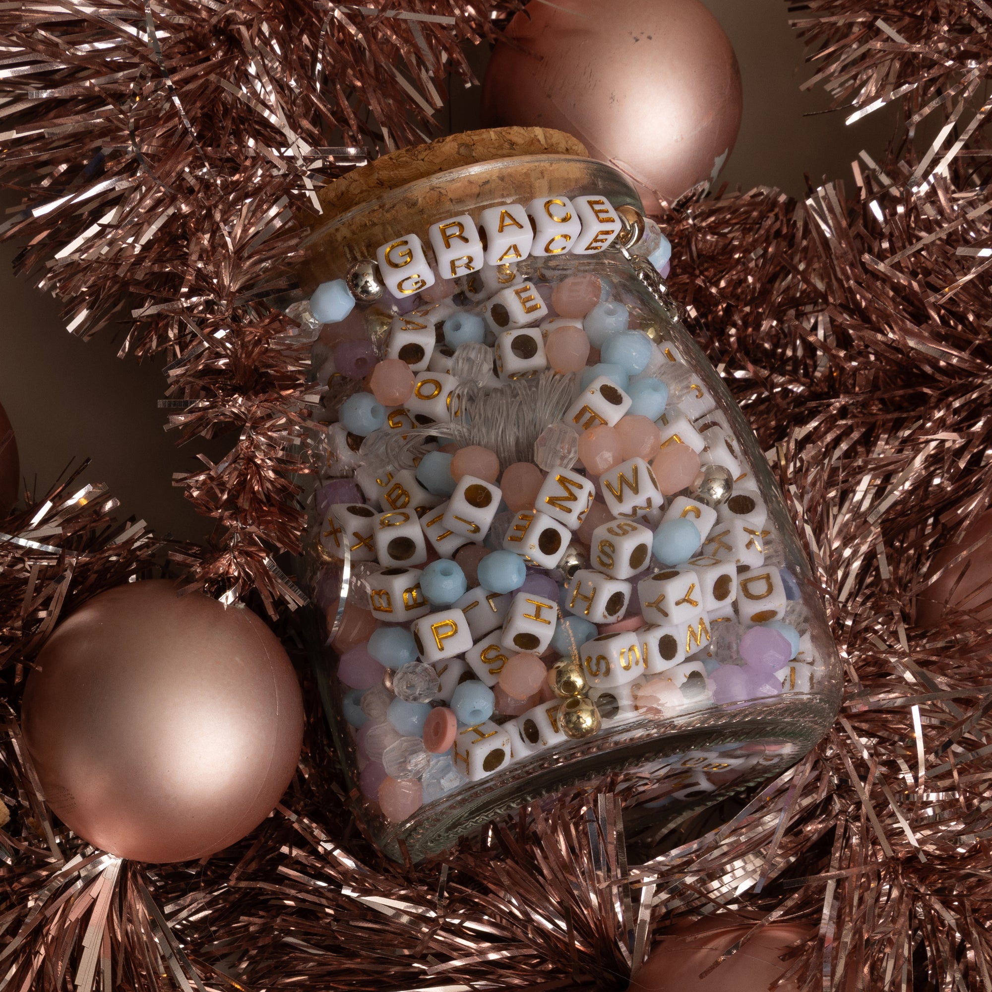 Grace DIY Letter Bead Jar With Cherub Charm