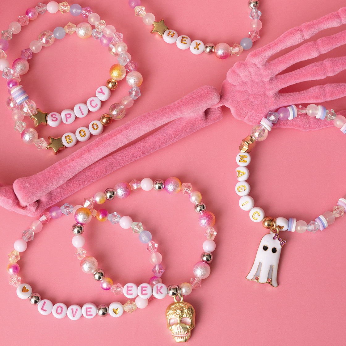 EEK Pastel Pink Skull Bead Kit with Letter Beads and Skull Charm