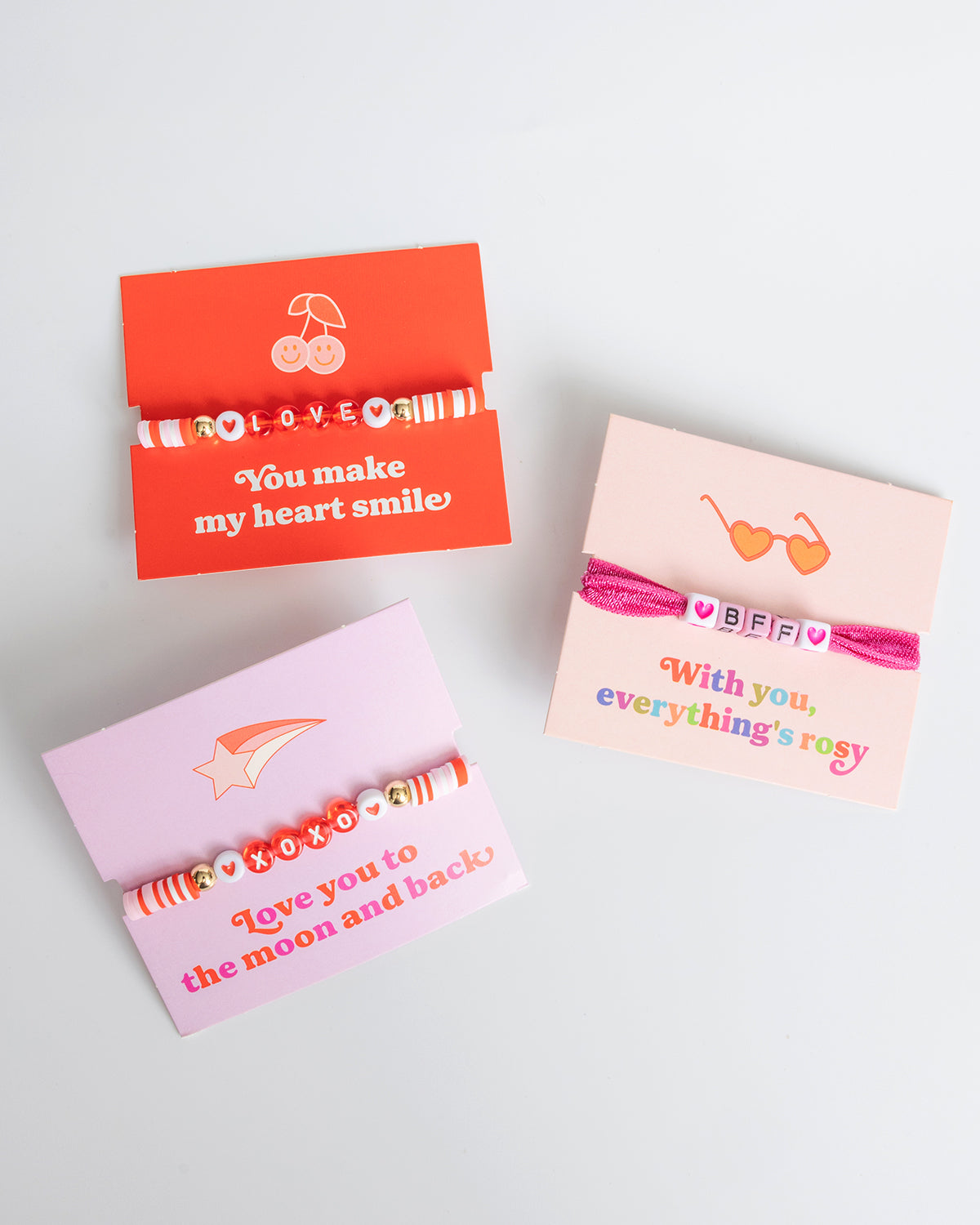 Valentine Beaded Bracelet Exchange Cards Set of Twelve