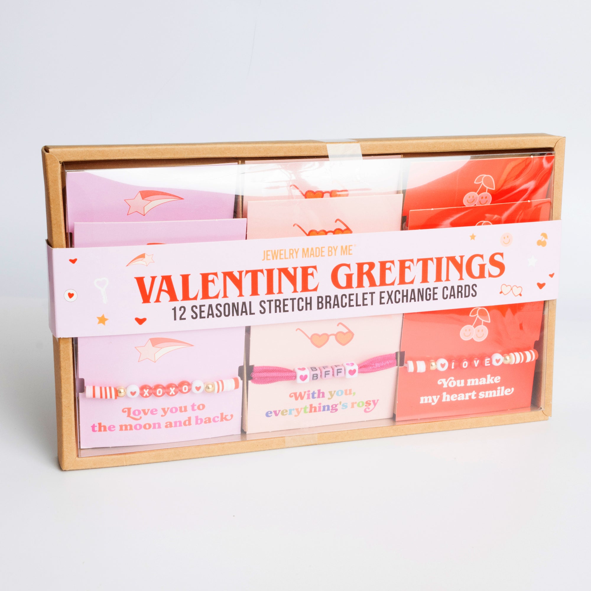 Valentine Beaded Bracelet Exchange Cards Set of Twelve