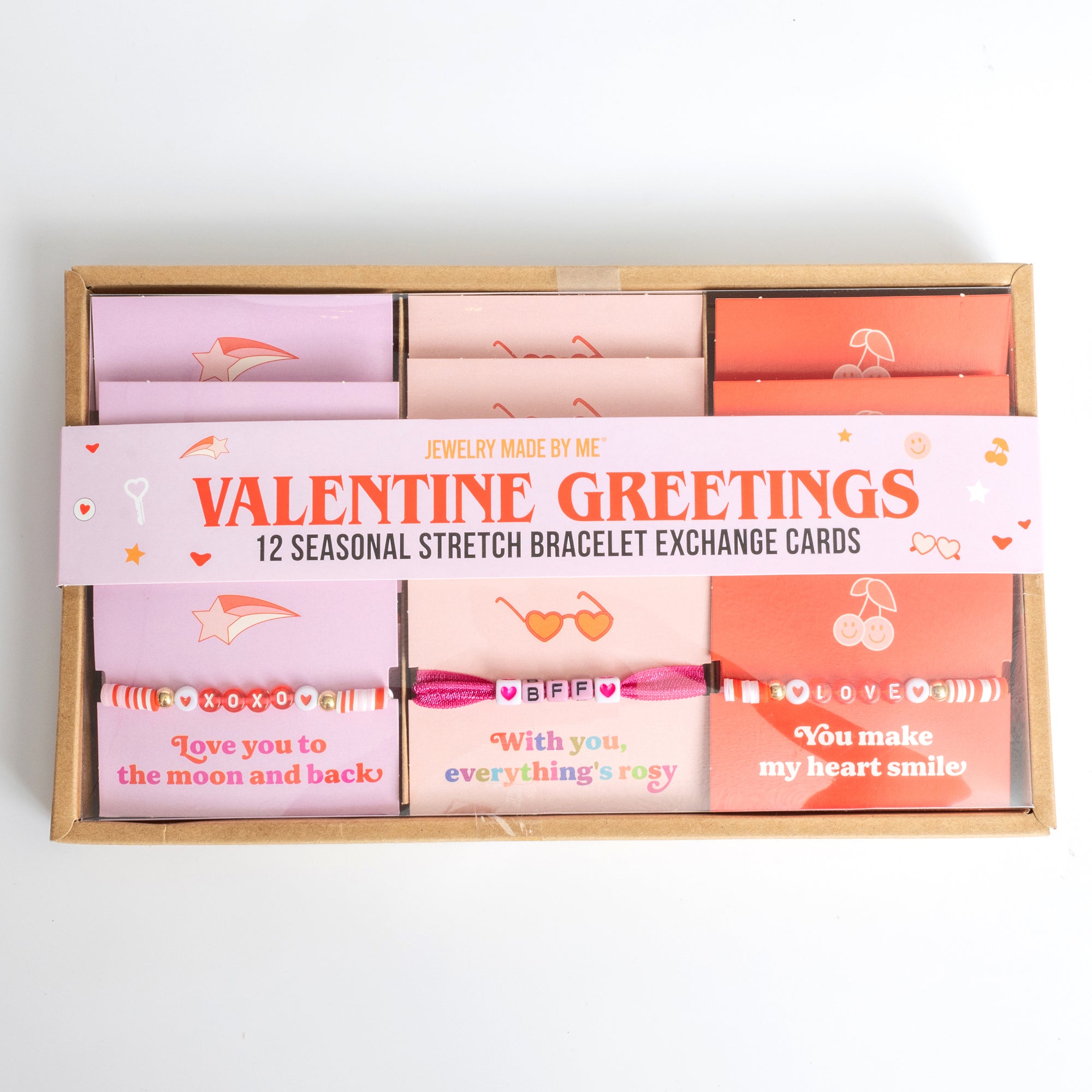 Valentine Beaded Bracelet Exchange Cards Set of Twelve