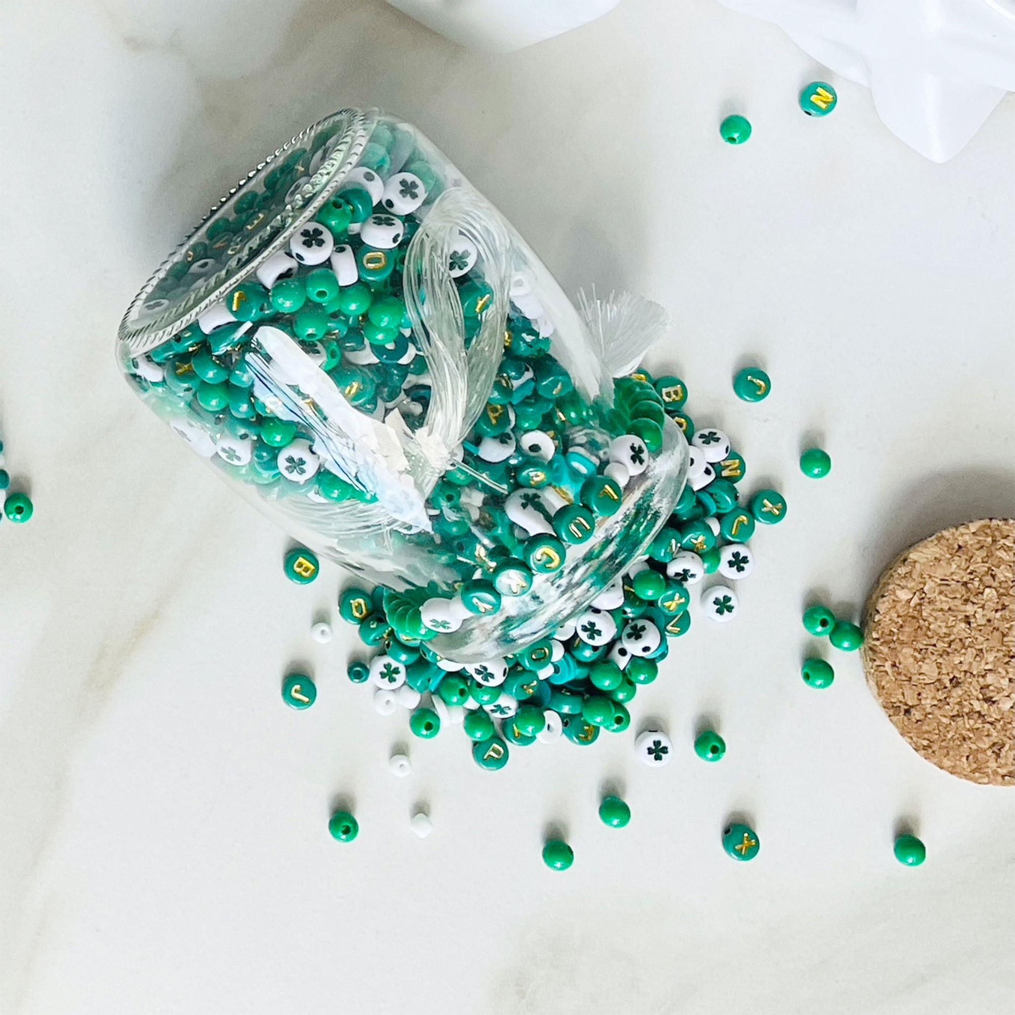 Lucky St. Patrick's Day Green & Gold Letter Beads Jar DIY Bracelet Kit
