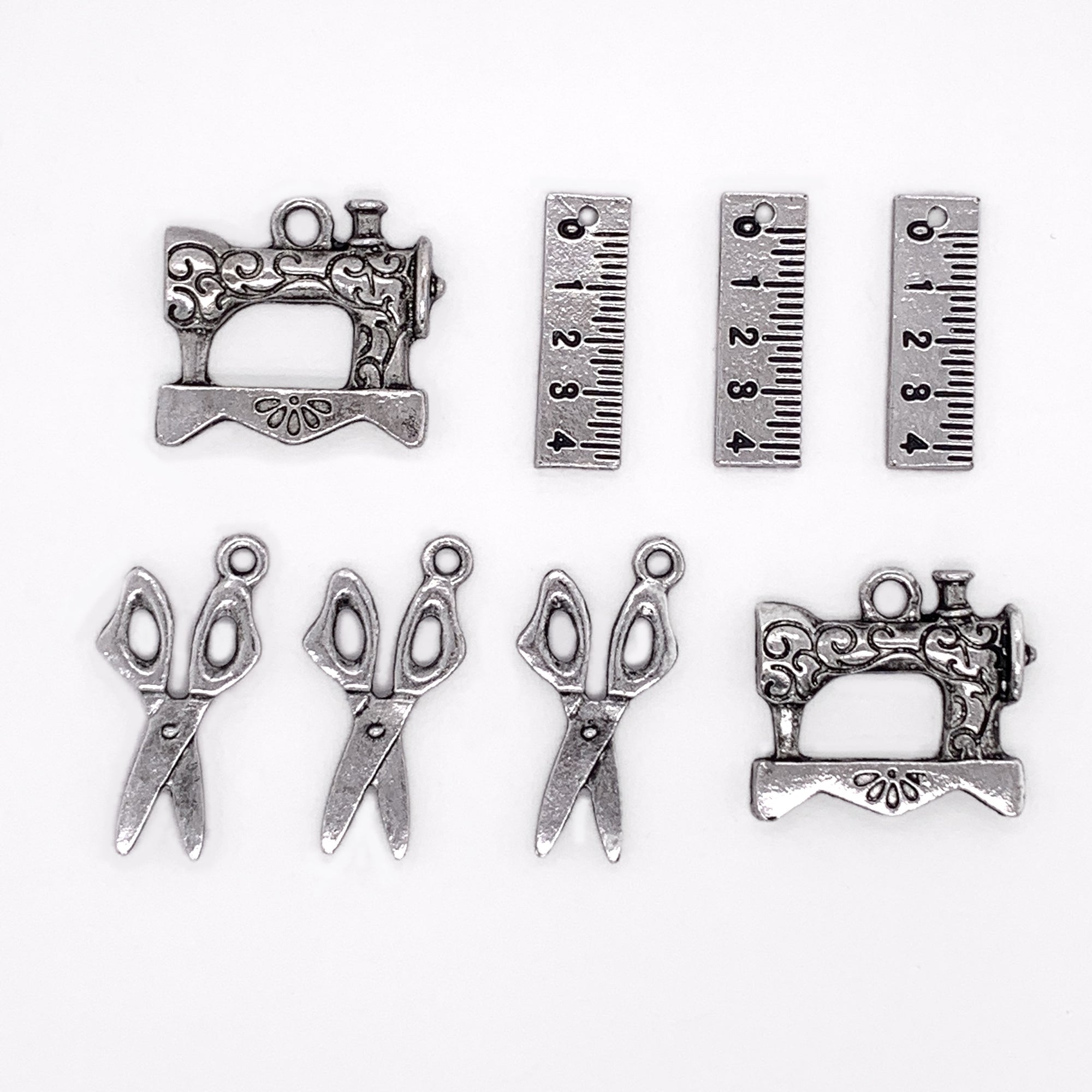 Silver Vintage Sewing Charms 8pc Set