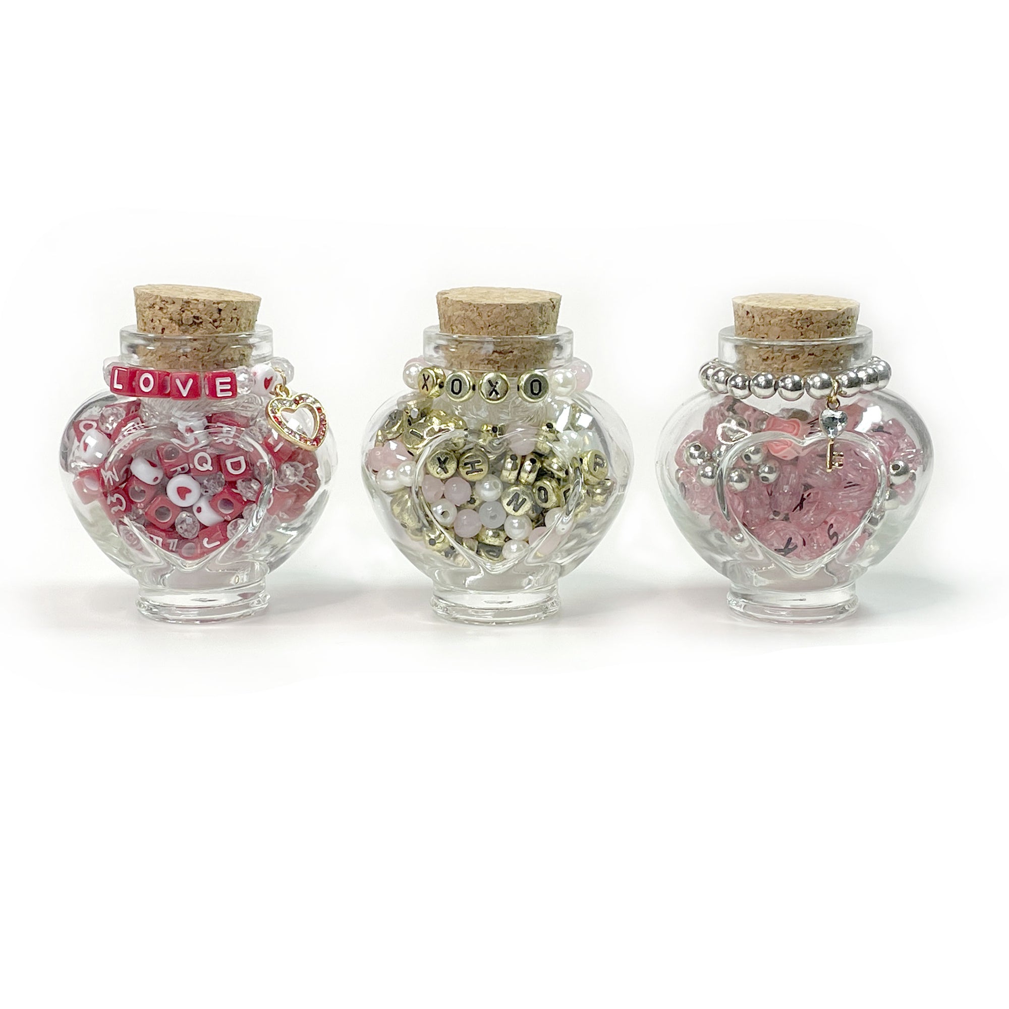 Valentine's Hearts Mini Trio Bead Jars