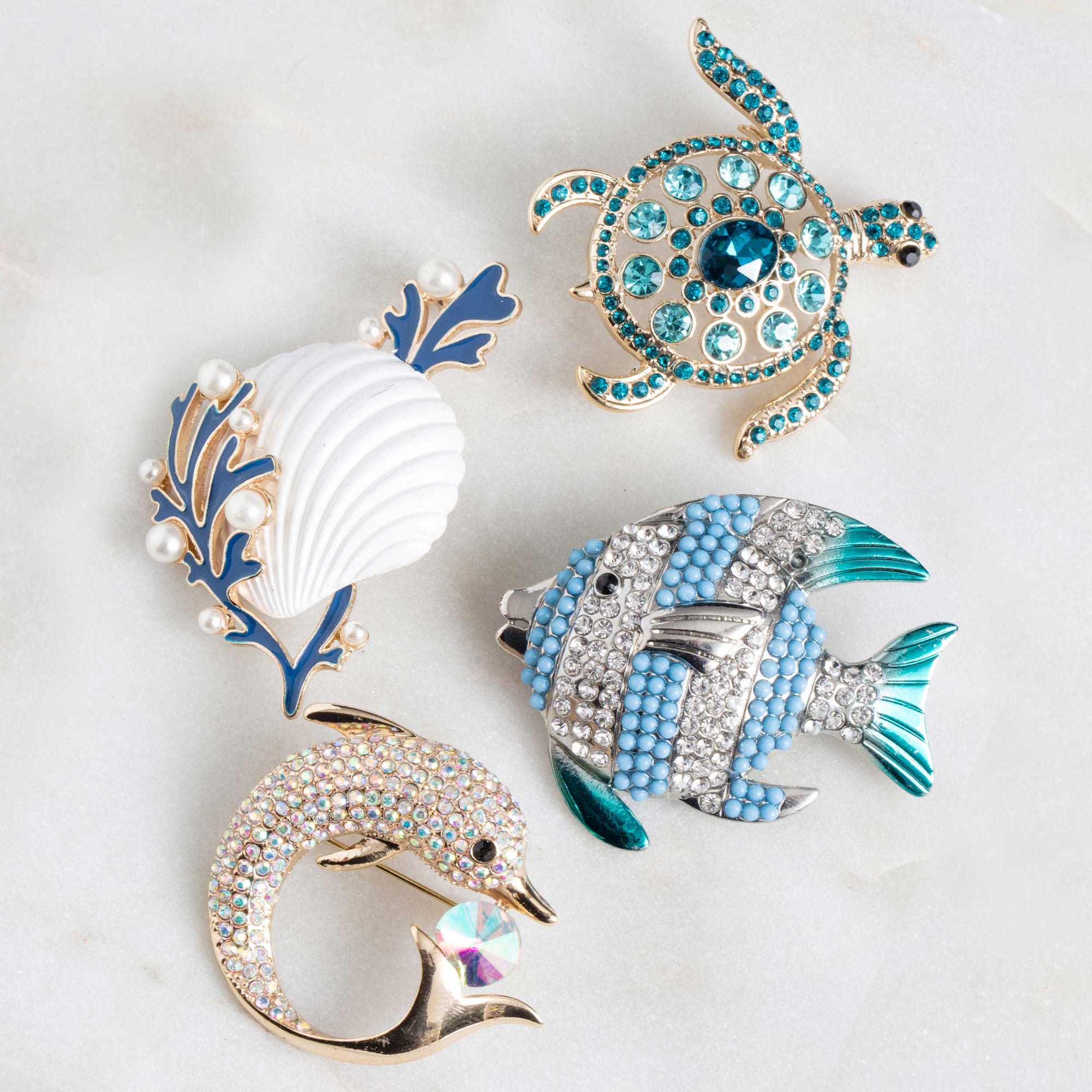 Seashell in Coral Brooch