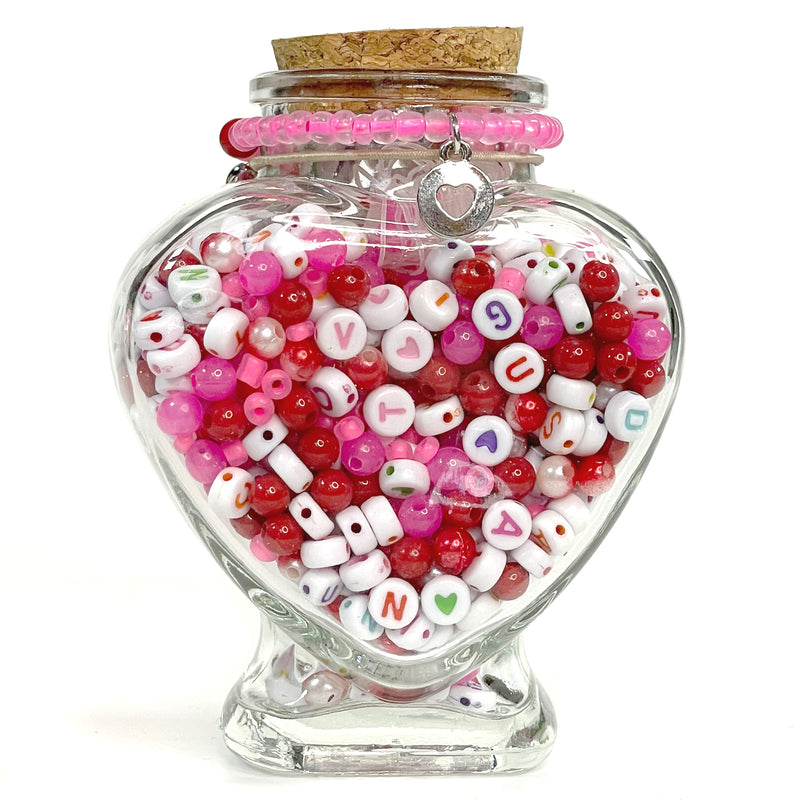 White & Pink Heart Jar DIY Bead Kit – Jewelry Made by Me