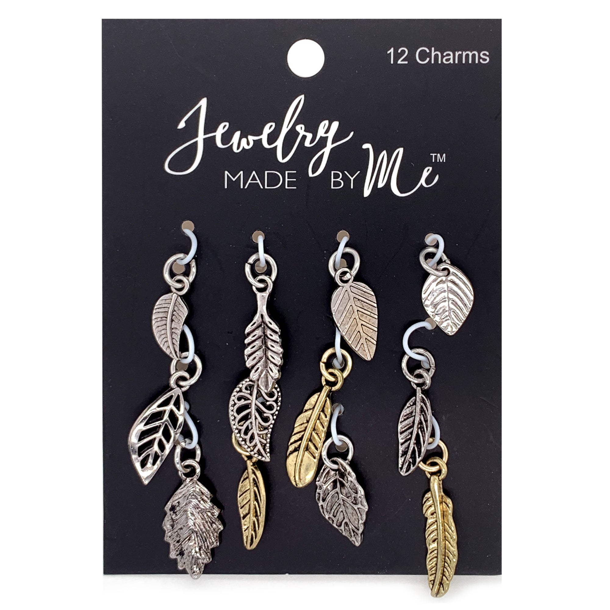 Silver and Gold Miniature Leaves 12pc Charm Set