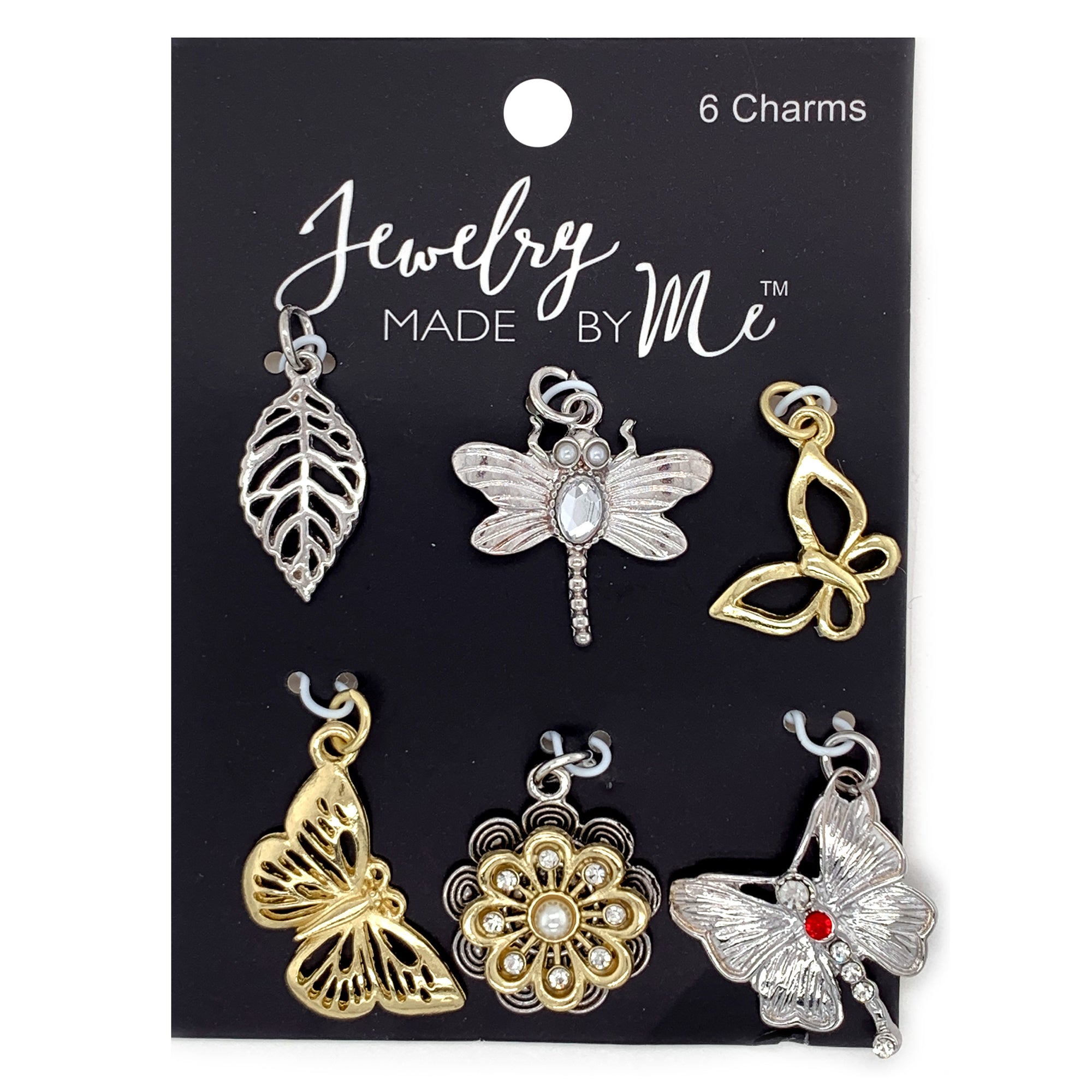 Silver and Gold Mixed Metal Garden Charms 6pc Set
