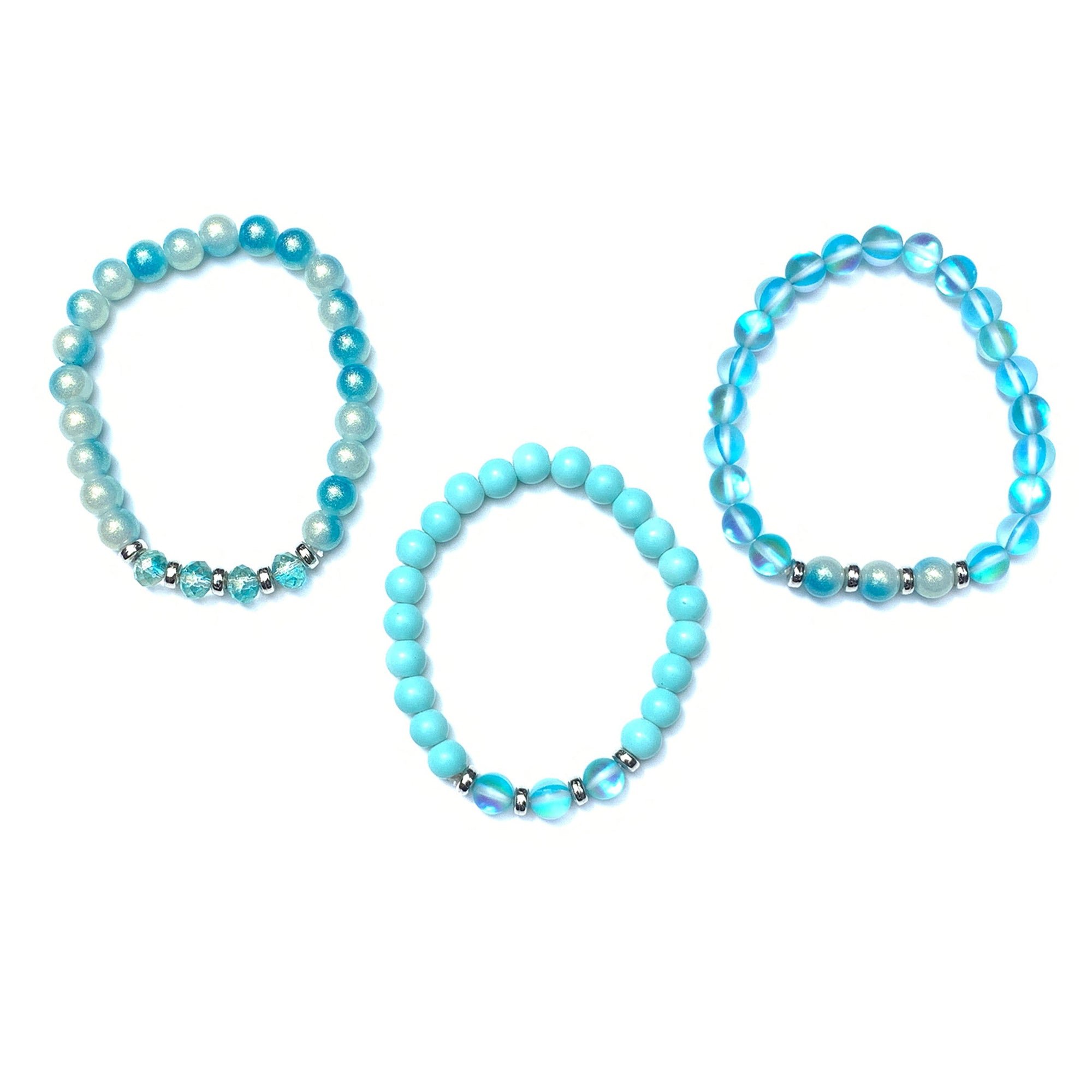 Aqua Green Stretch Bracelets 3pc Set