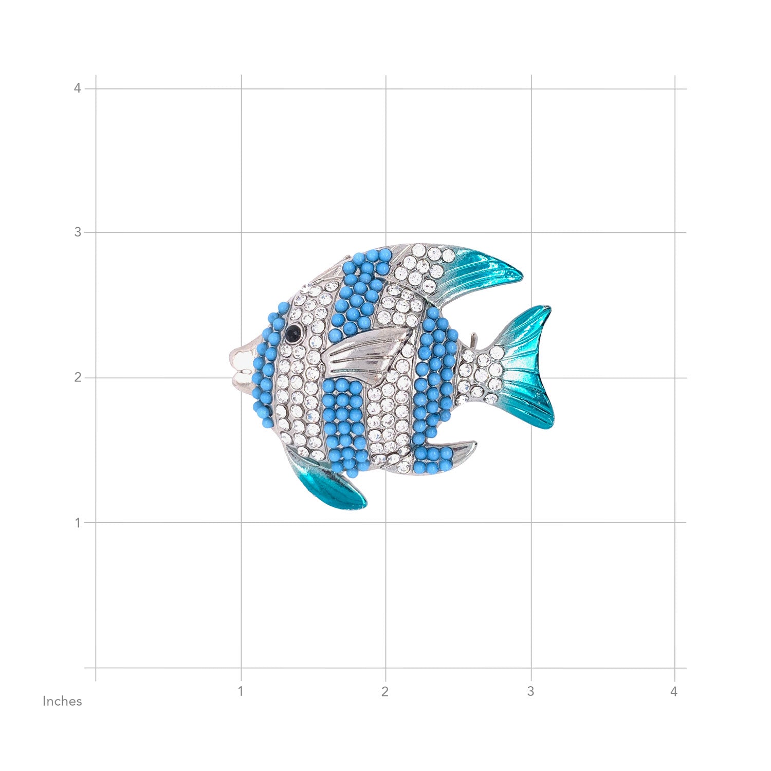 Ombré Pavé Blue and White Striped Angelfish Brooch