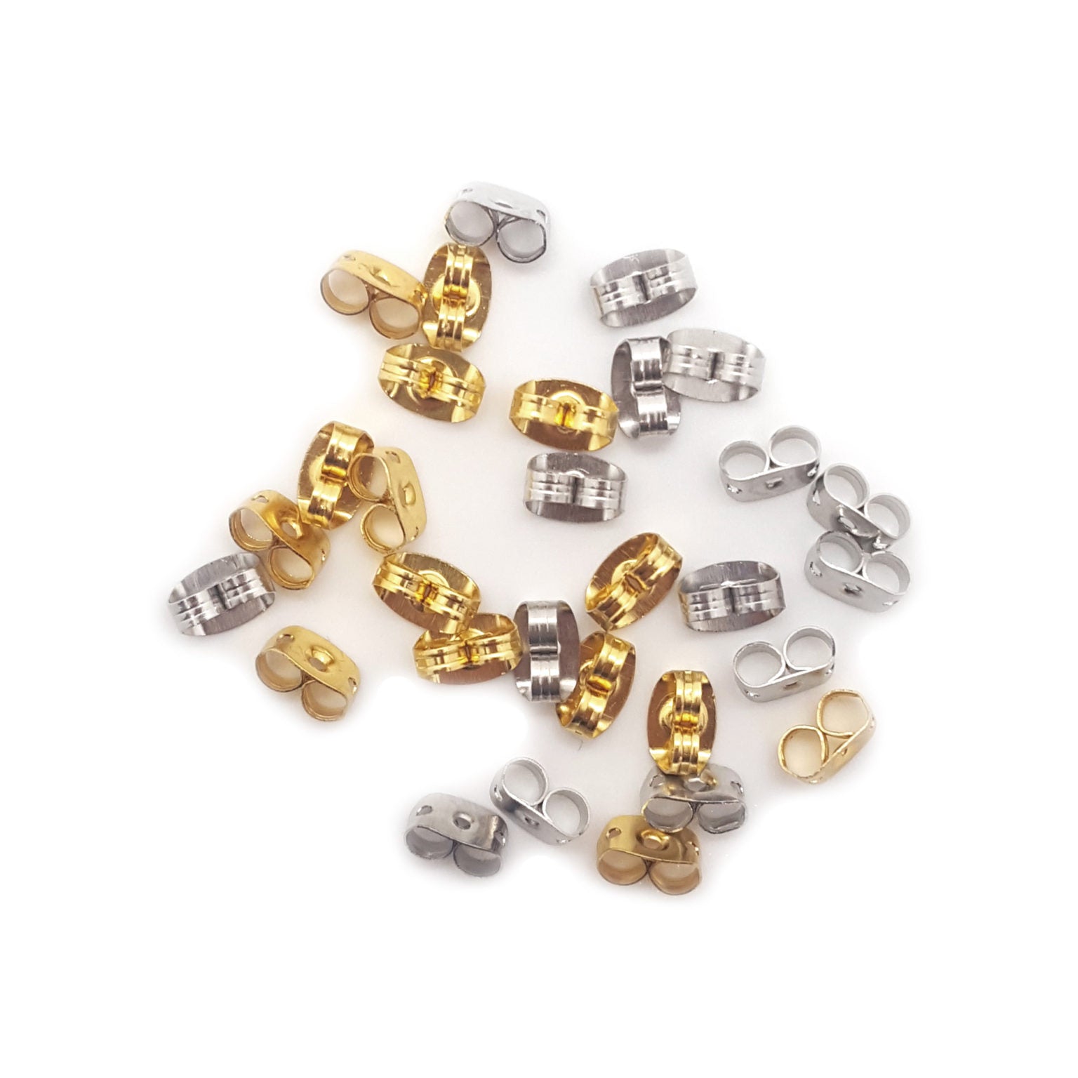 Silver and Gold Butterfly Earring Backs 30pc