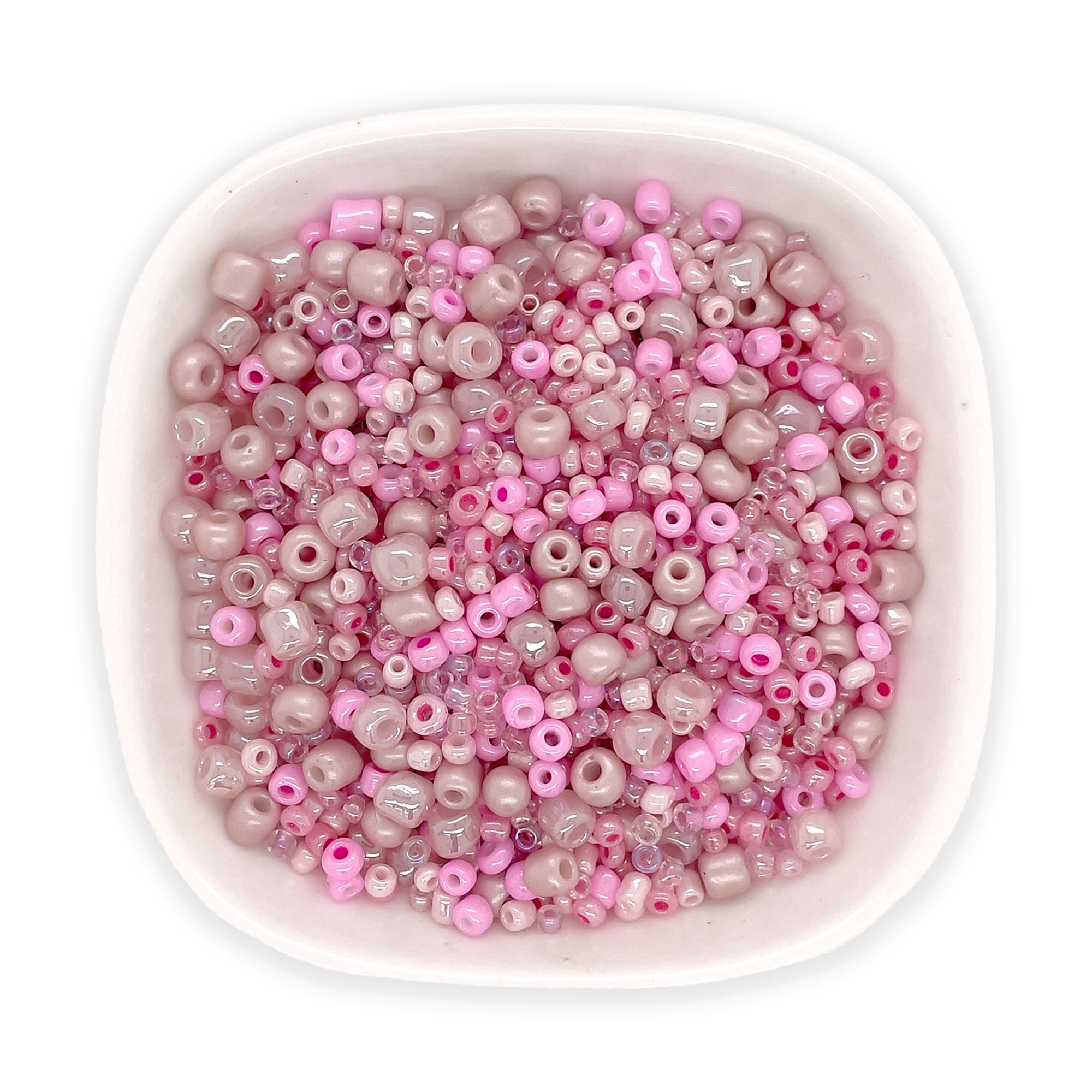 Mixed Seed Bead Assortment, Pink 60gm