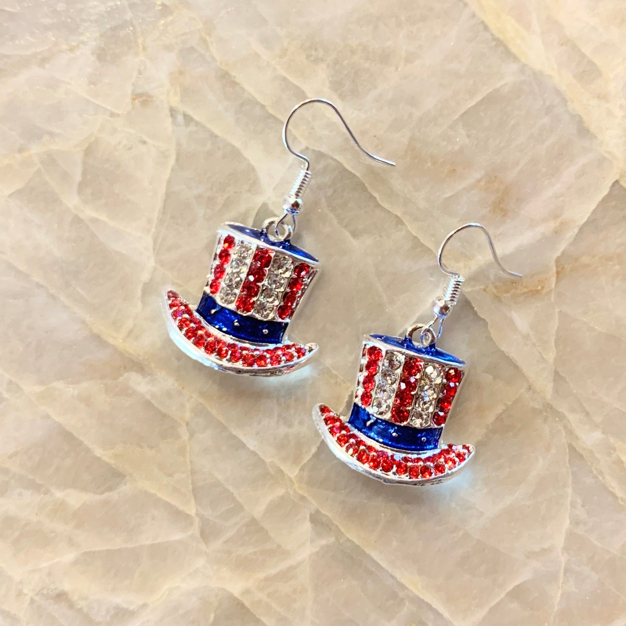 American Flag Top Hat Earrings