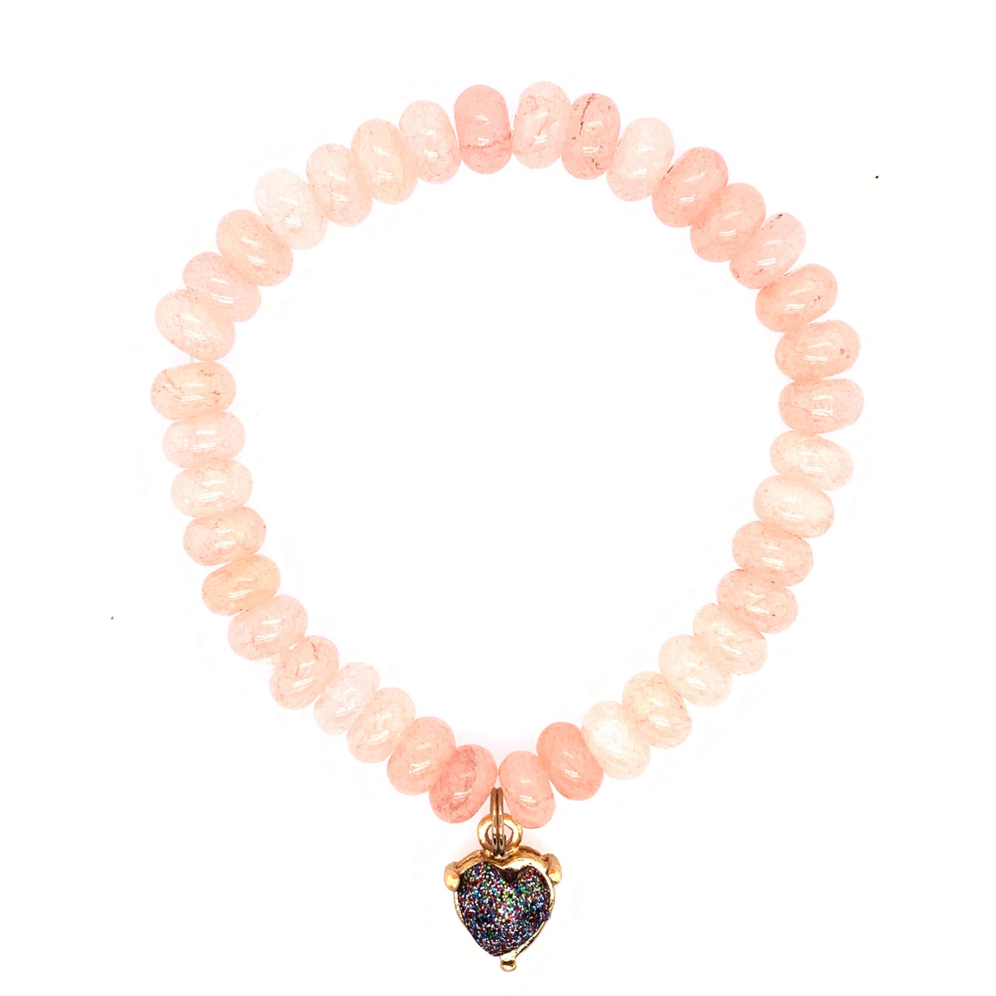 Rose Quartz Bracelet with Fairy Tale Heart Charm