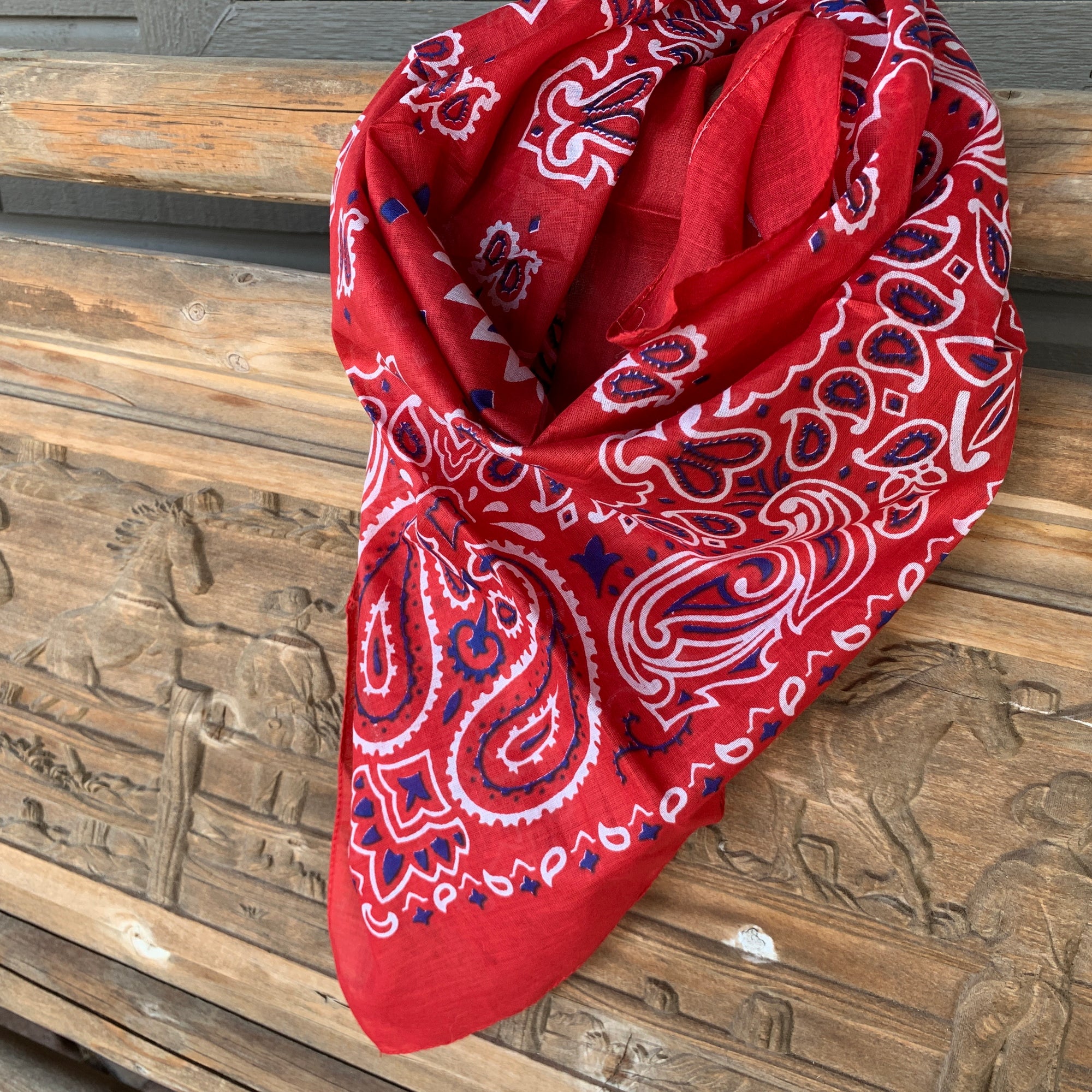 Red Bandana Print Oversized Scarf