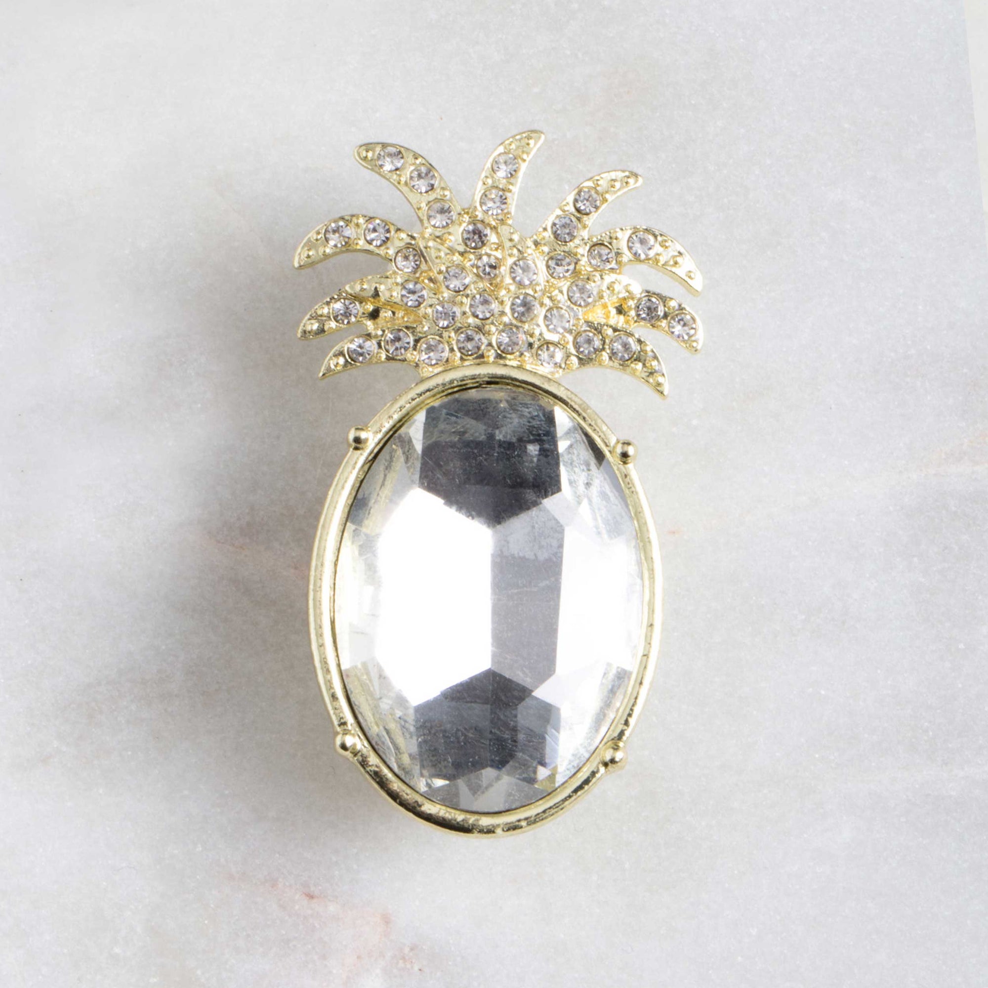 Bright Gold and Glass Pineapple Brooch
