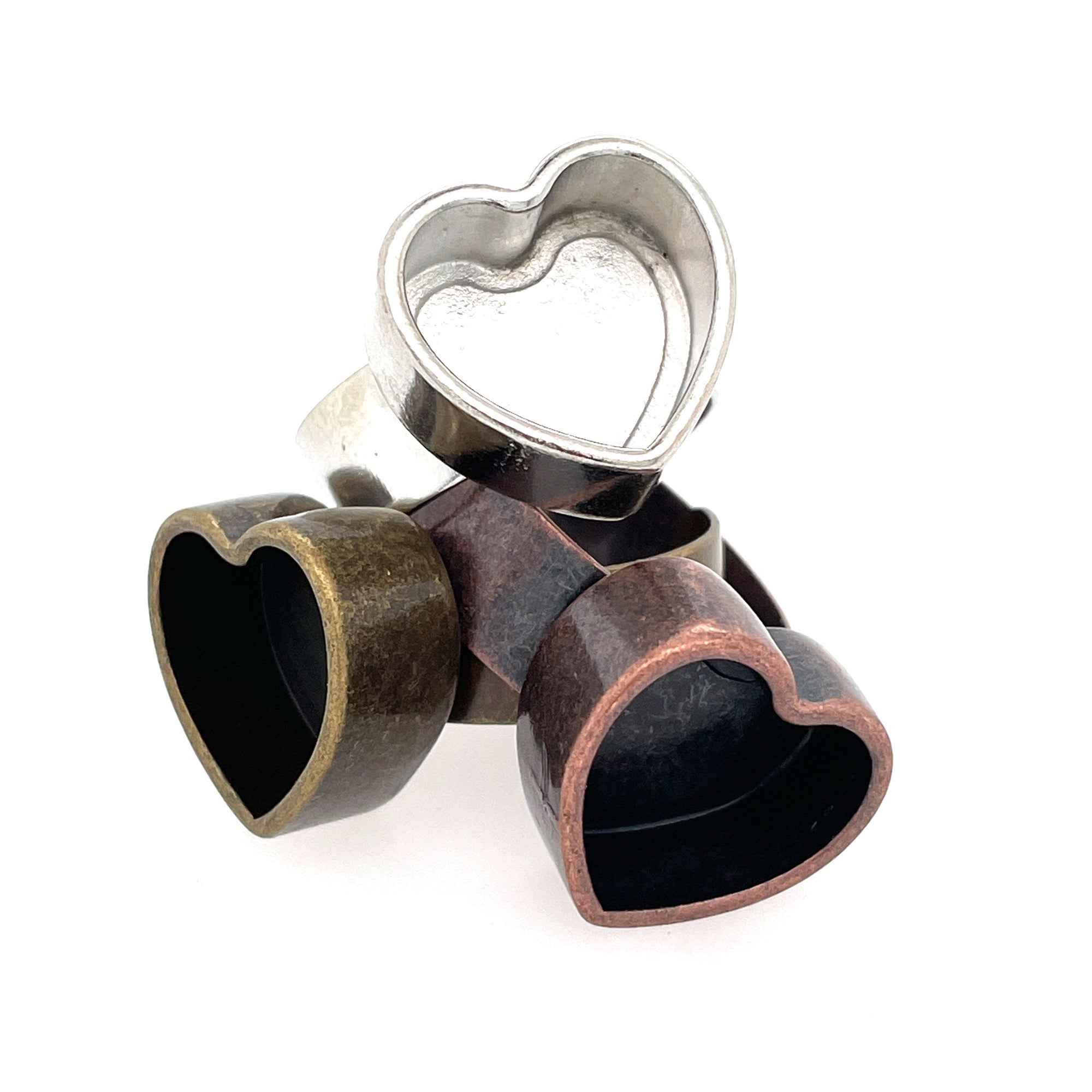 Silver Heart Deep Closed Bezel Ring