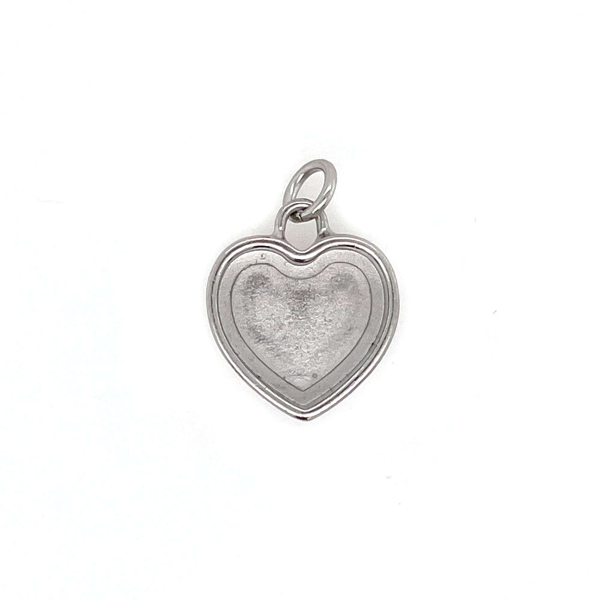 Silver Heart Deep Closed Bezel Charm