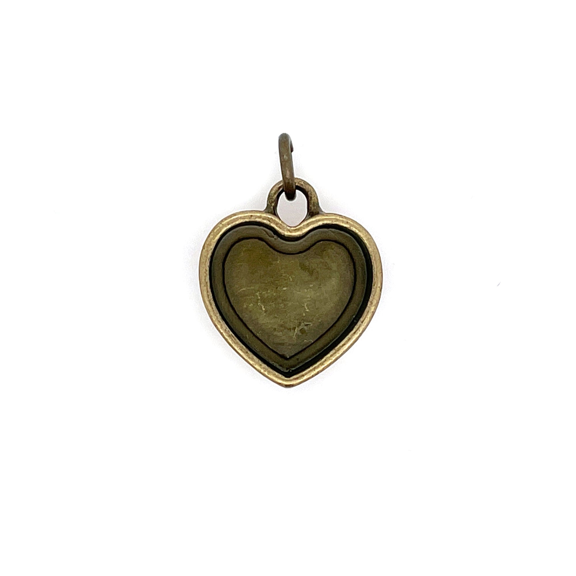 Ox Brass Heart Deep Closed Bezel Charm
