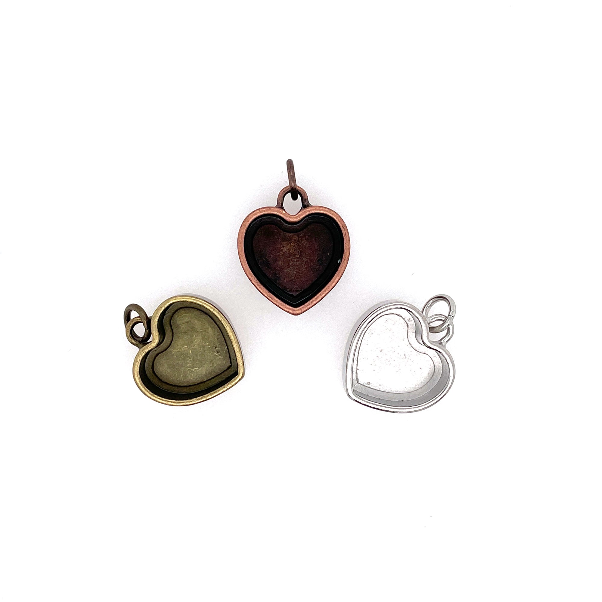 Silver Heart Deep Closed Bezel Charm