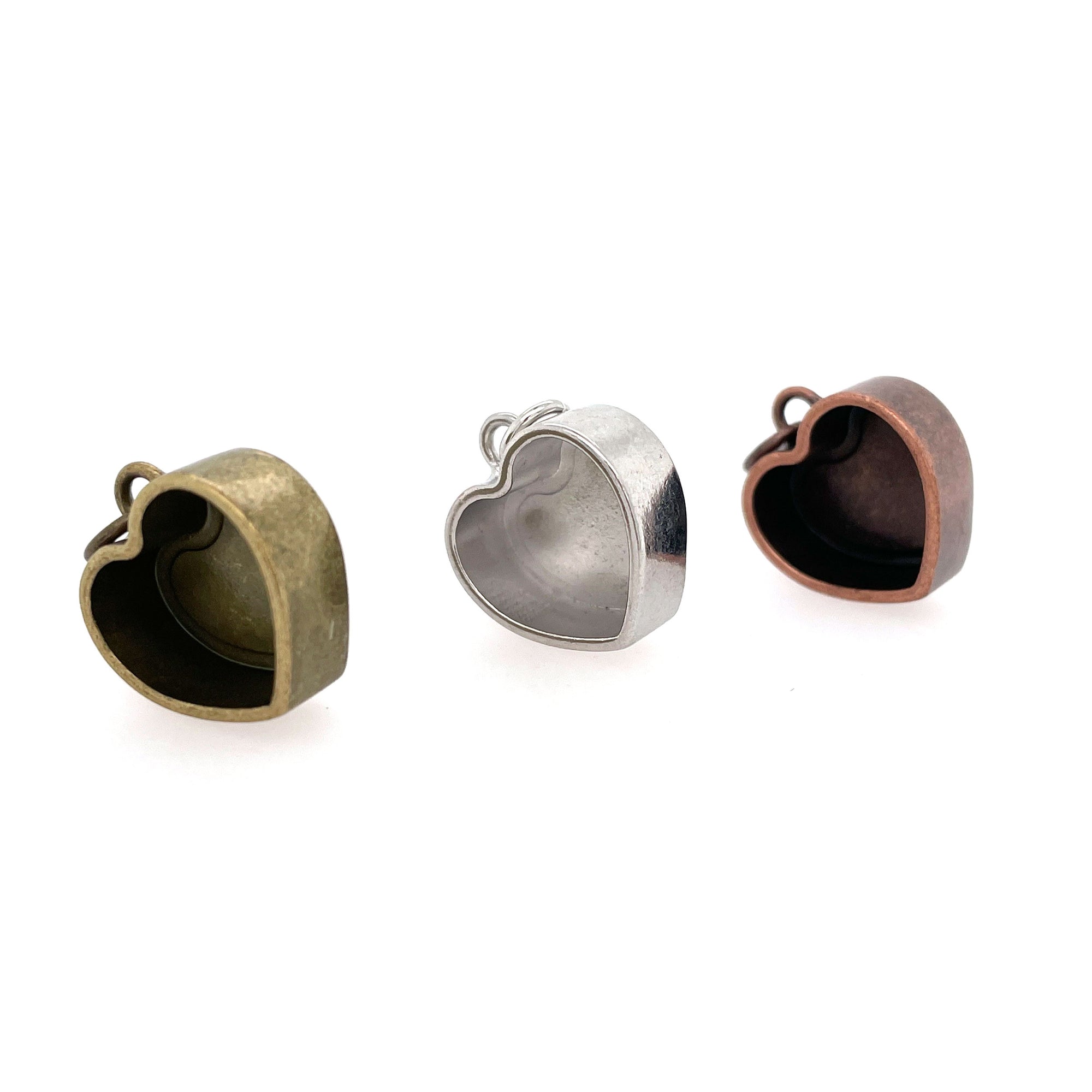 Ox Brass Heart Deep Closed Bezel Charm