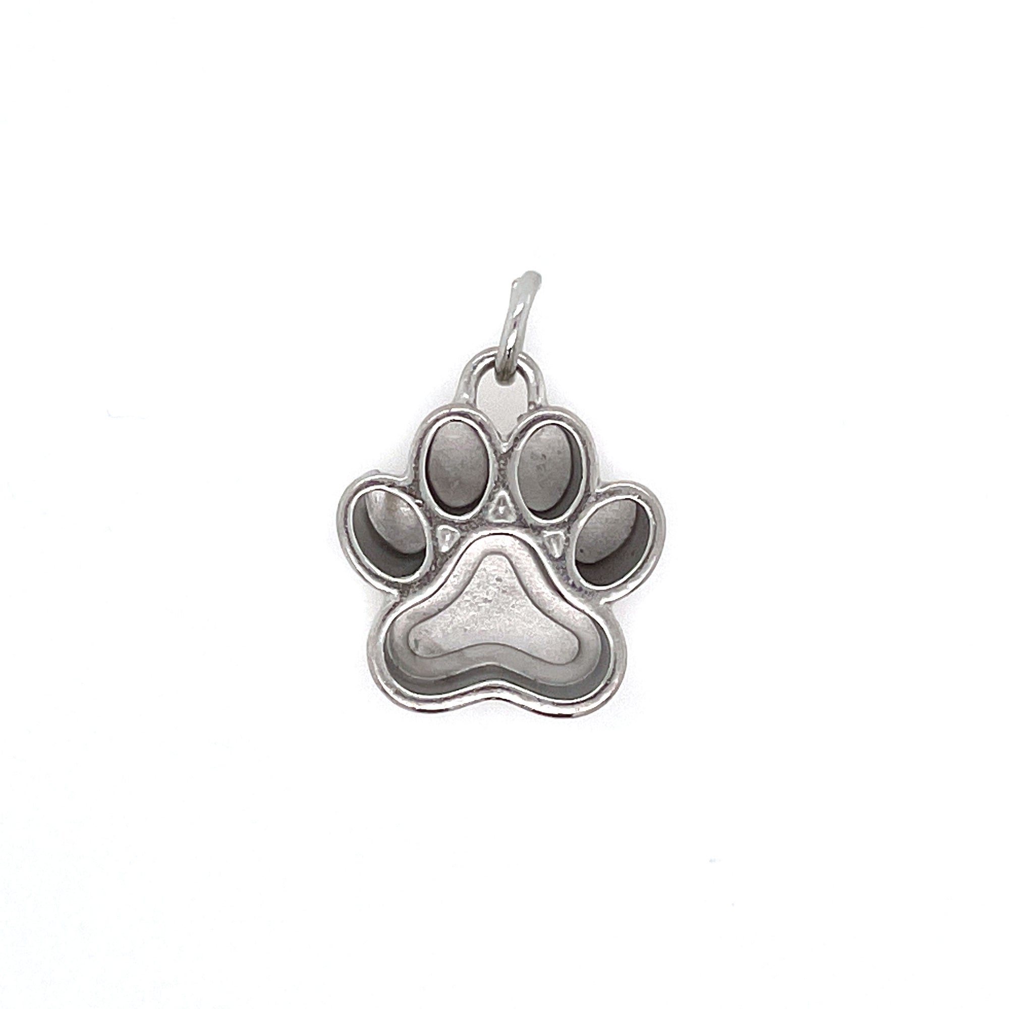 Silver Paw Deep Closed Bezel Charm
