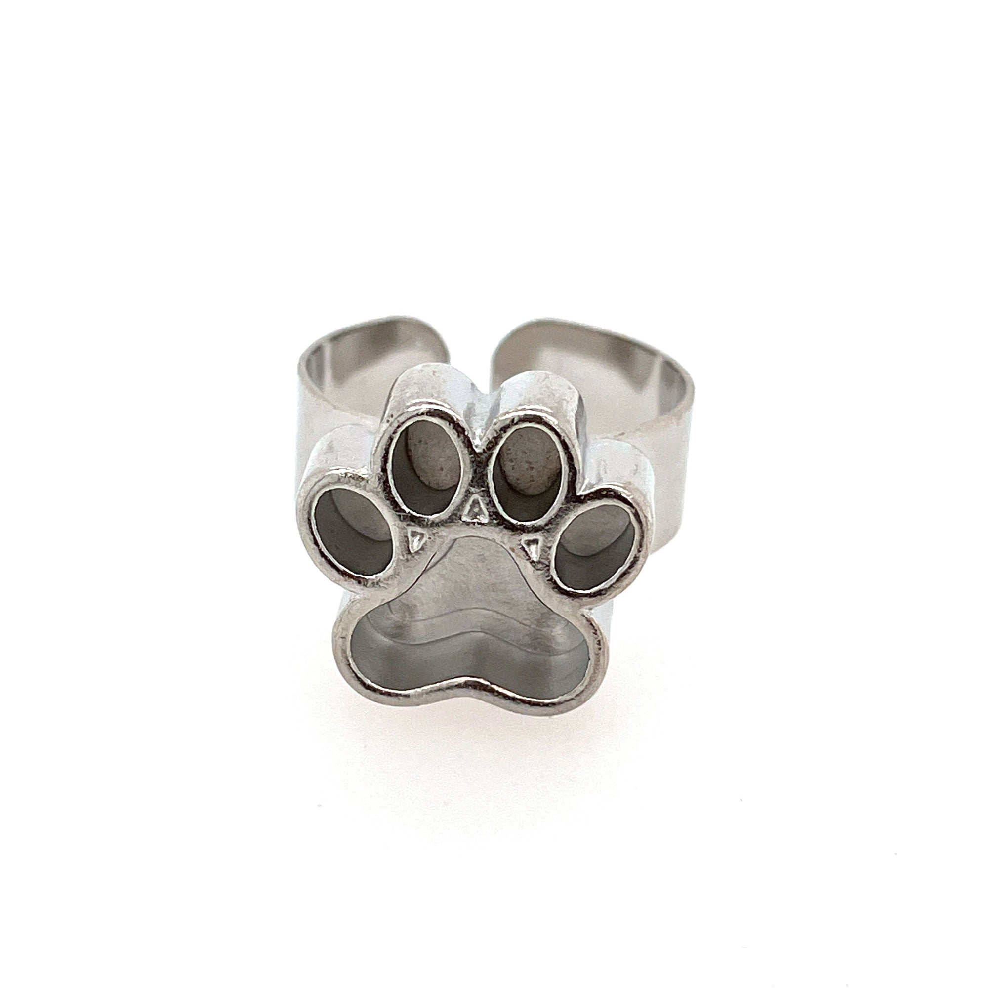 Silver Paw Deep Closed Bezel Ring