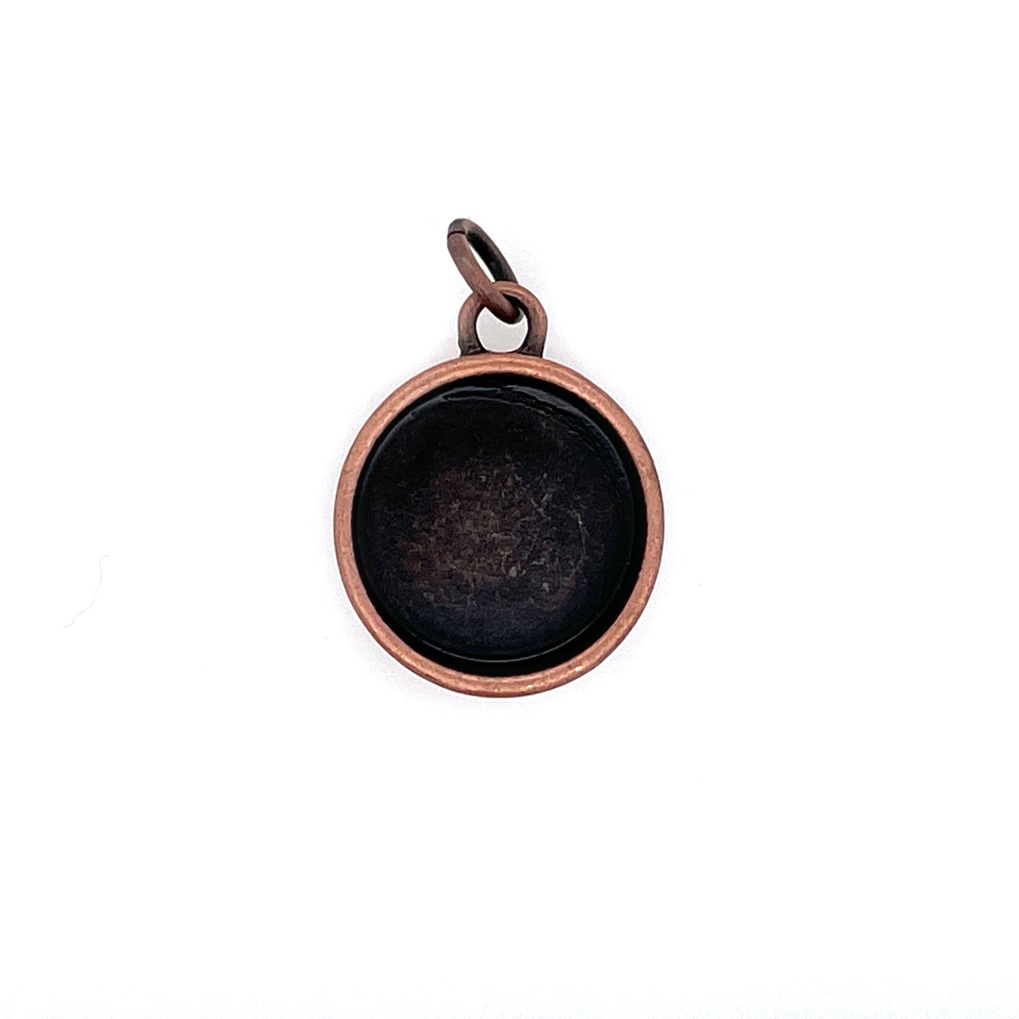 Ox Copper Round Deep Closed Bezel Charm