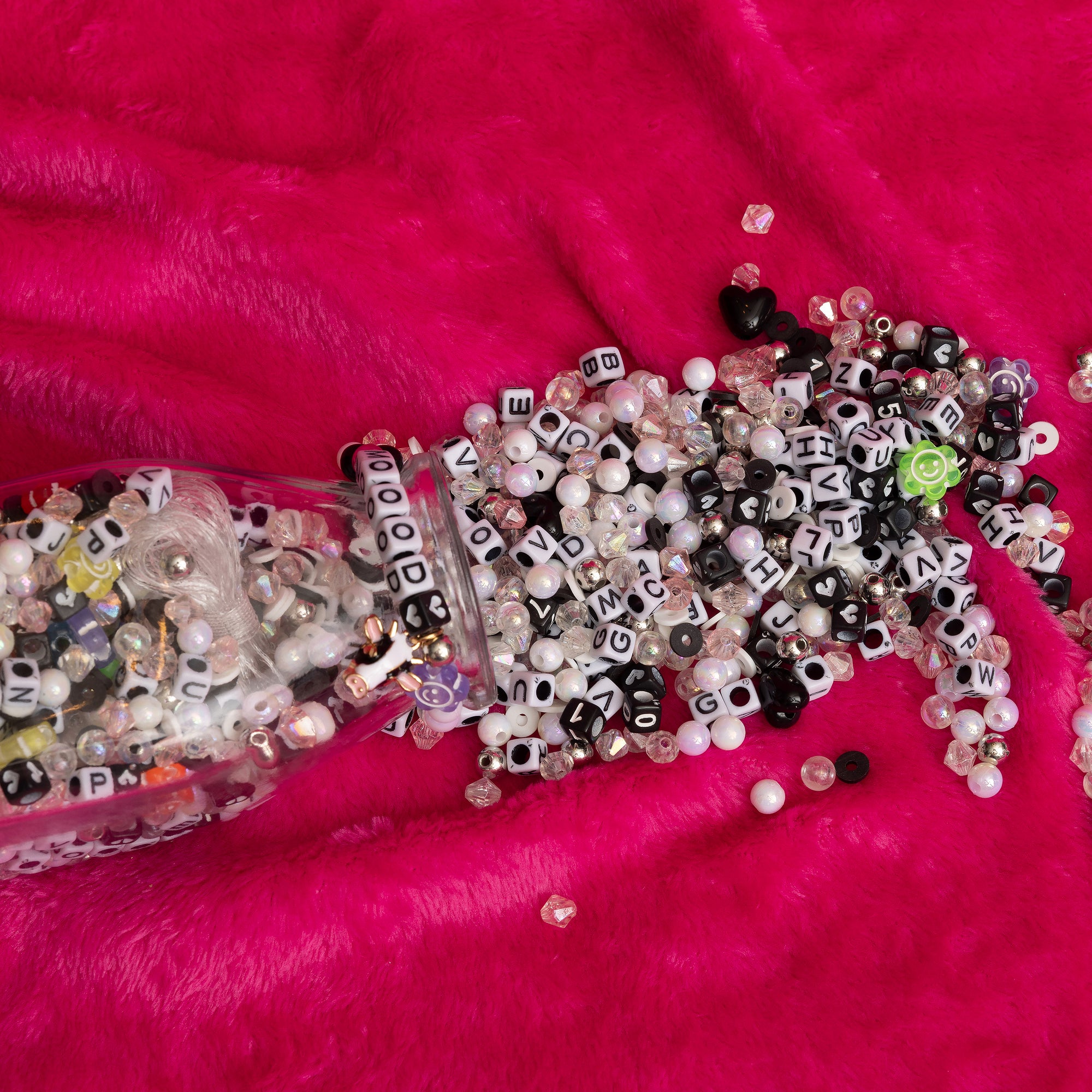 The Original Bead Jar™ Moood Cow Charm Cow Print Black and White Letter Beads DIY Jar