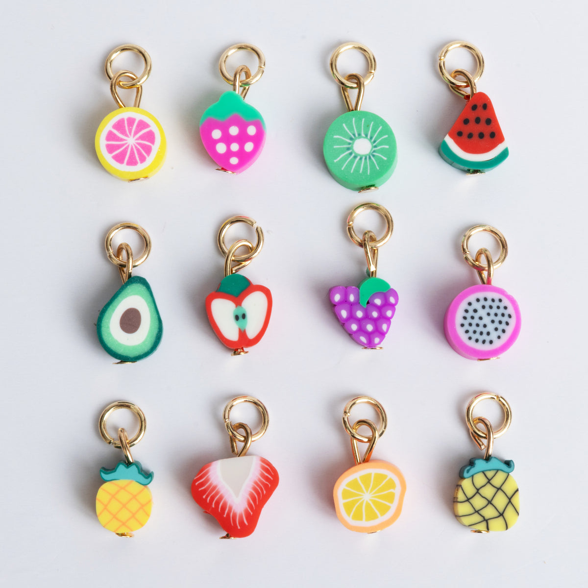 Fresh Picked Fruit Charm Set Polymer Fruit Slice Charms Set of 12 ...