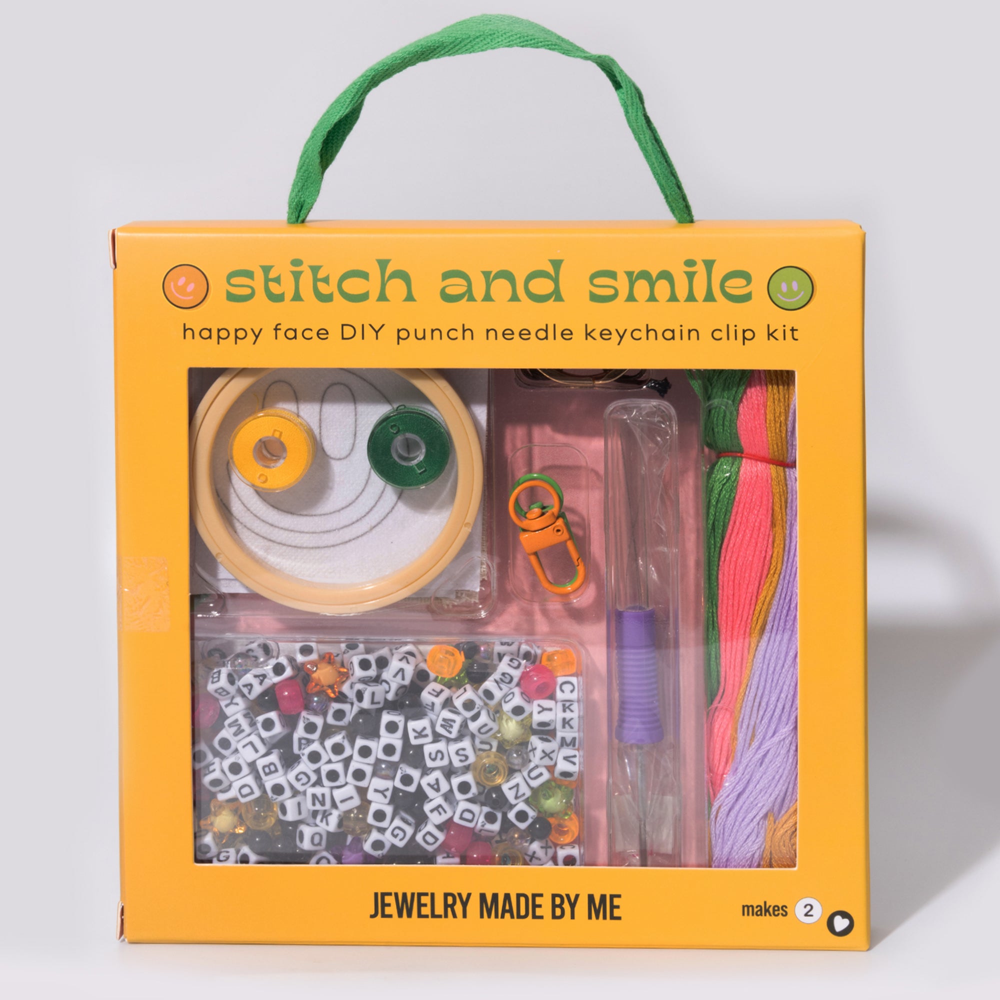 Stitch and Smile Happy Face DIY Punch Needle Keychain Clip Kit