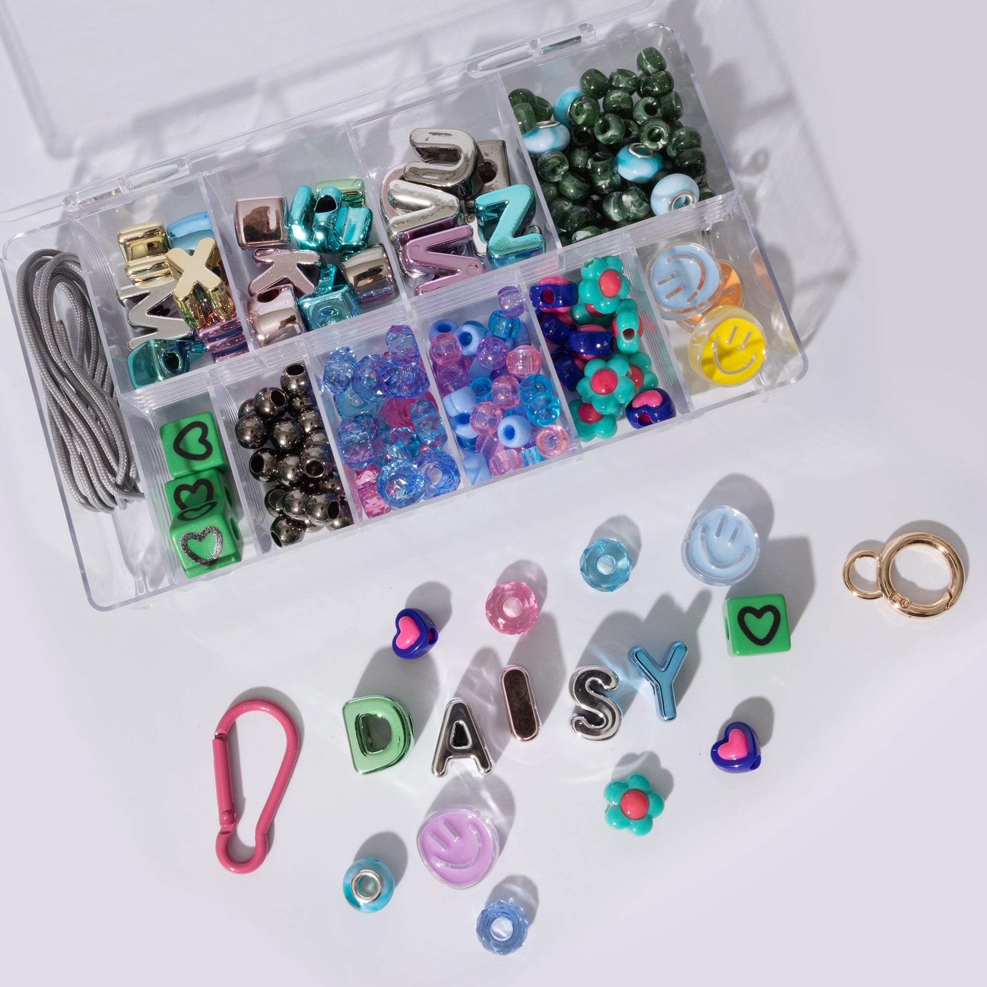 Iridescent Blue Alphabet Bead Box