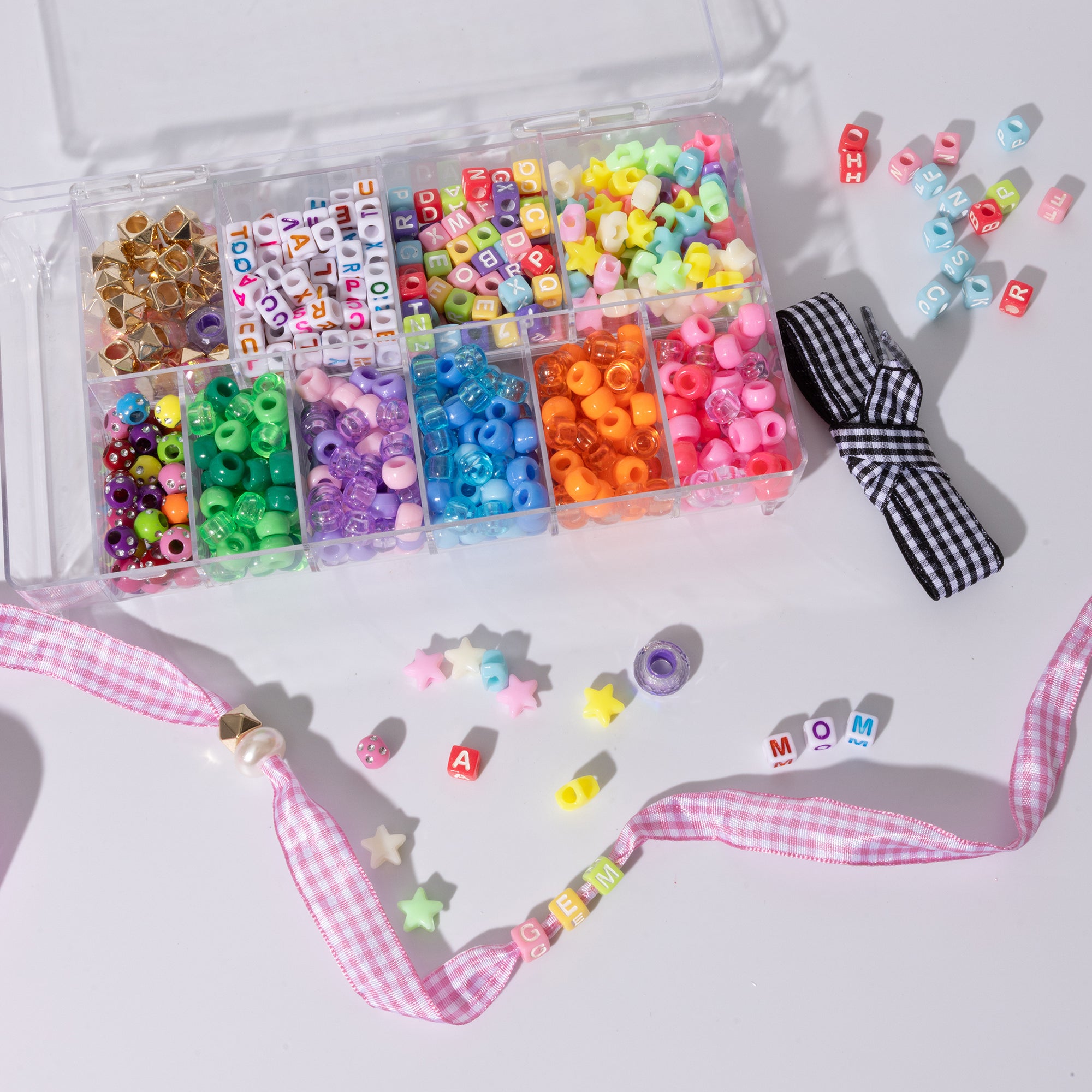 Gingham Alphabet Bead Box
