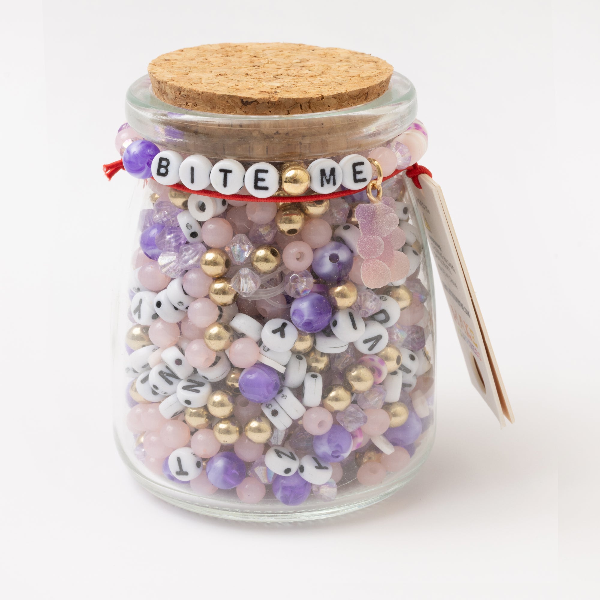 Bite Me Gummy Bear Valentines Word Bracelet Bead Jar