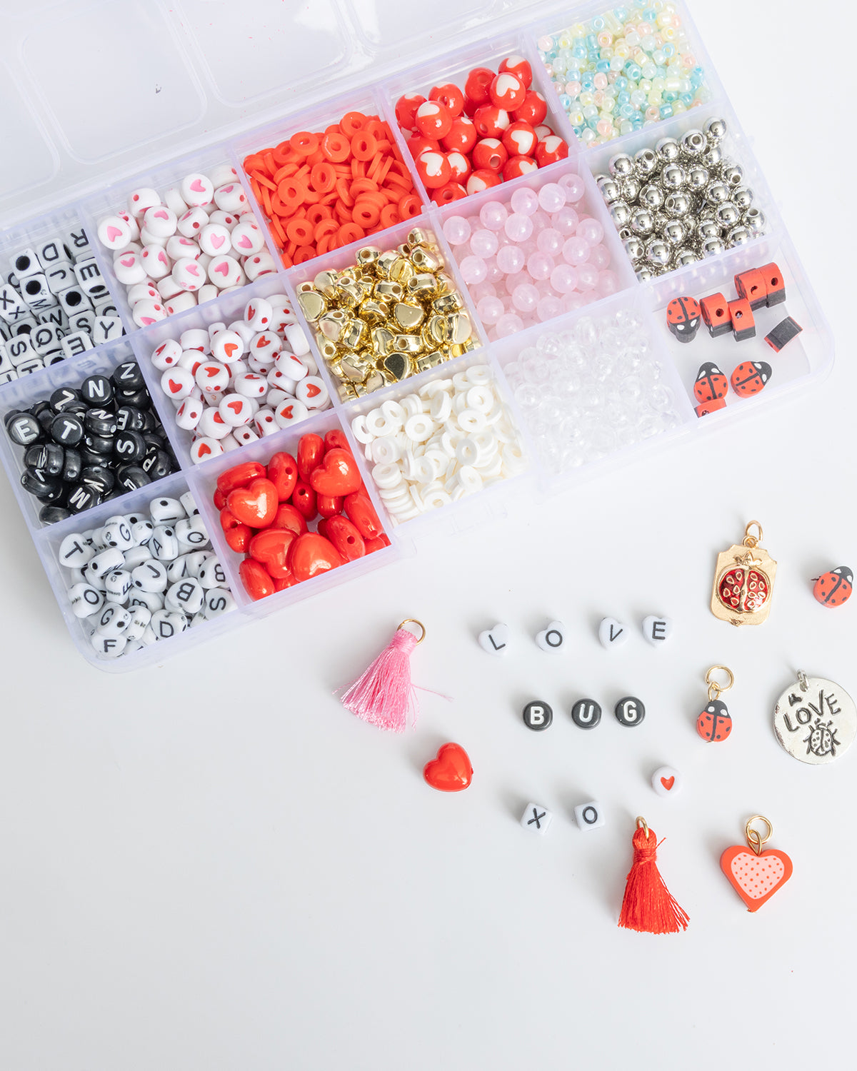 Ladybug and Hearts DIY Letter Bead Box