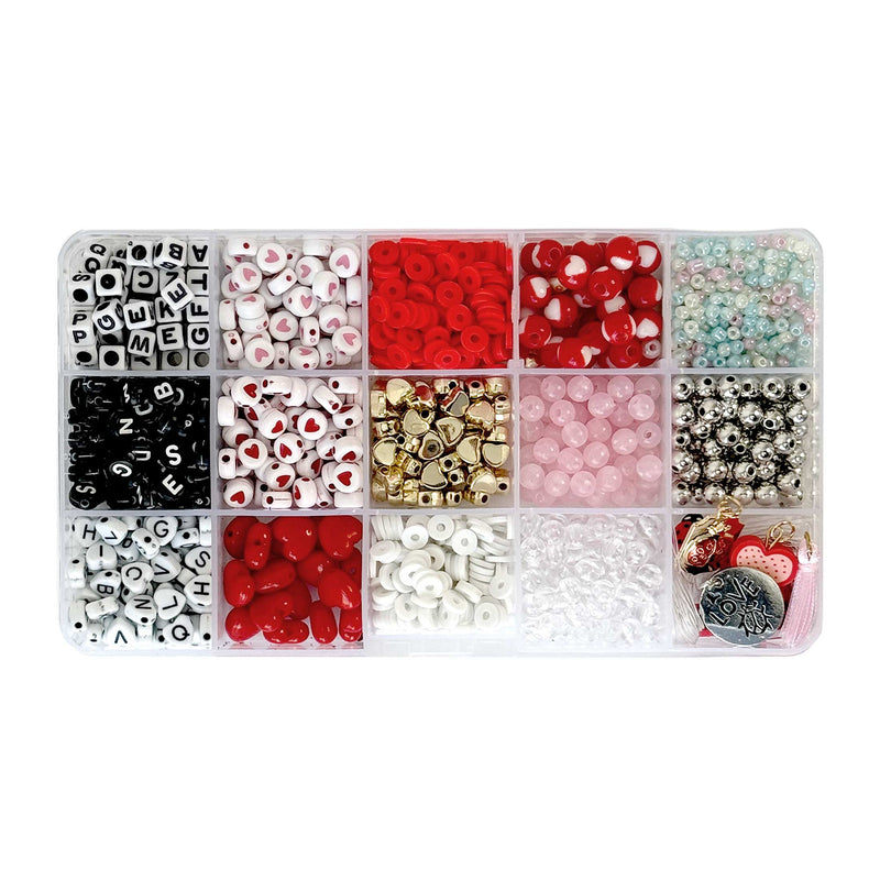 Red & White Valentine Box DIY Bead Kit