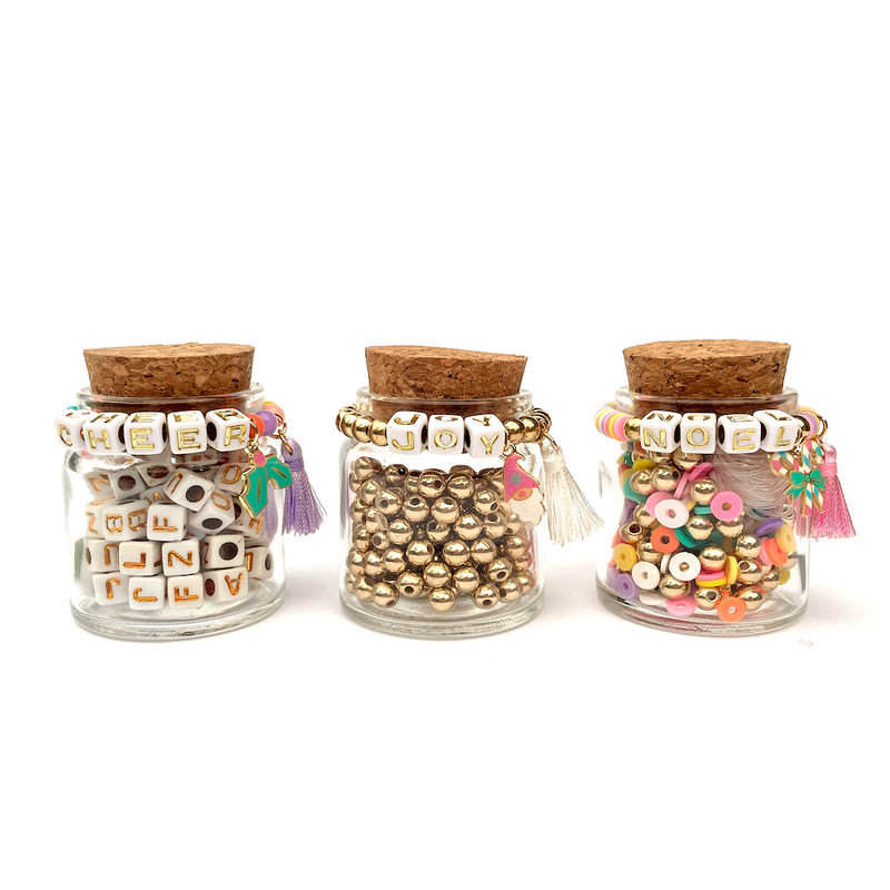 Bright Christmas Trio Mini Bead Jars