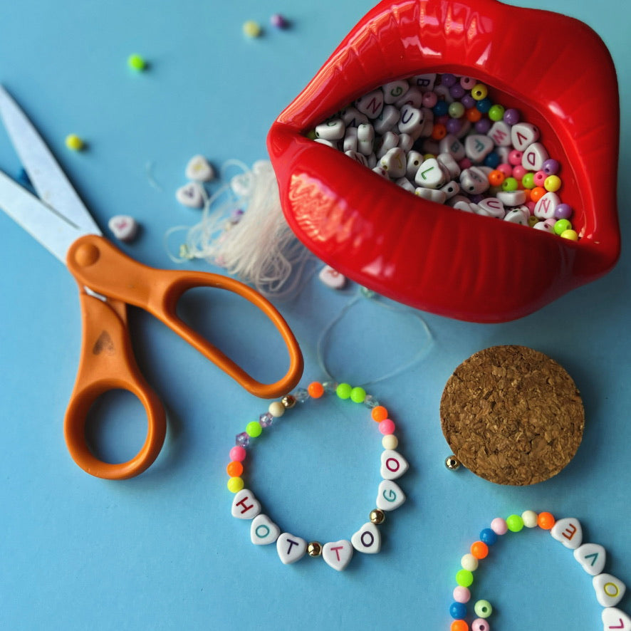 Bold Brights Polymer Heishi and Heart Letter Bead Box