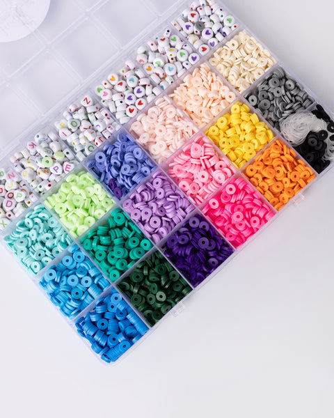 Bold Brights Polymer Heishi and Heart Letter Bead Box – Jewelry