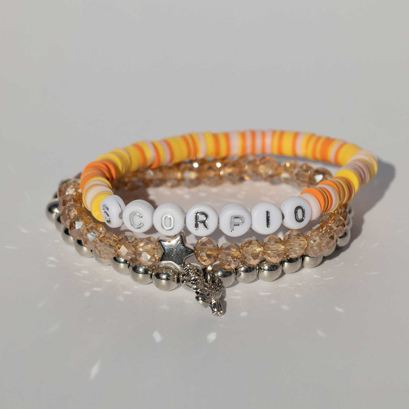 Scorpio Zodiac Beaded Word Bracelet Set