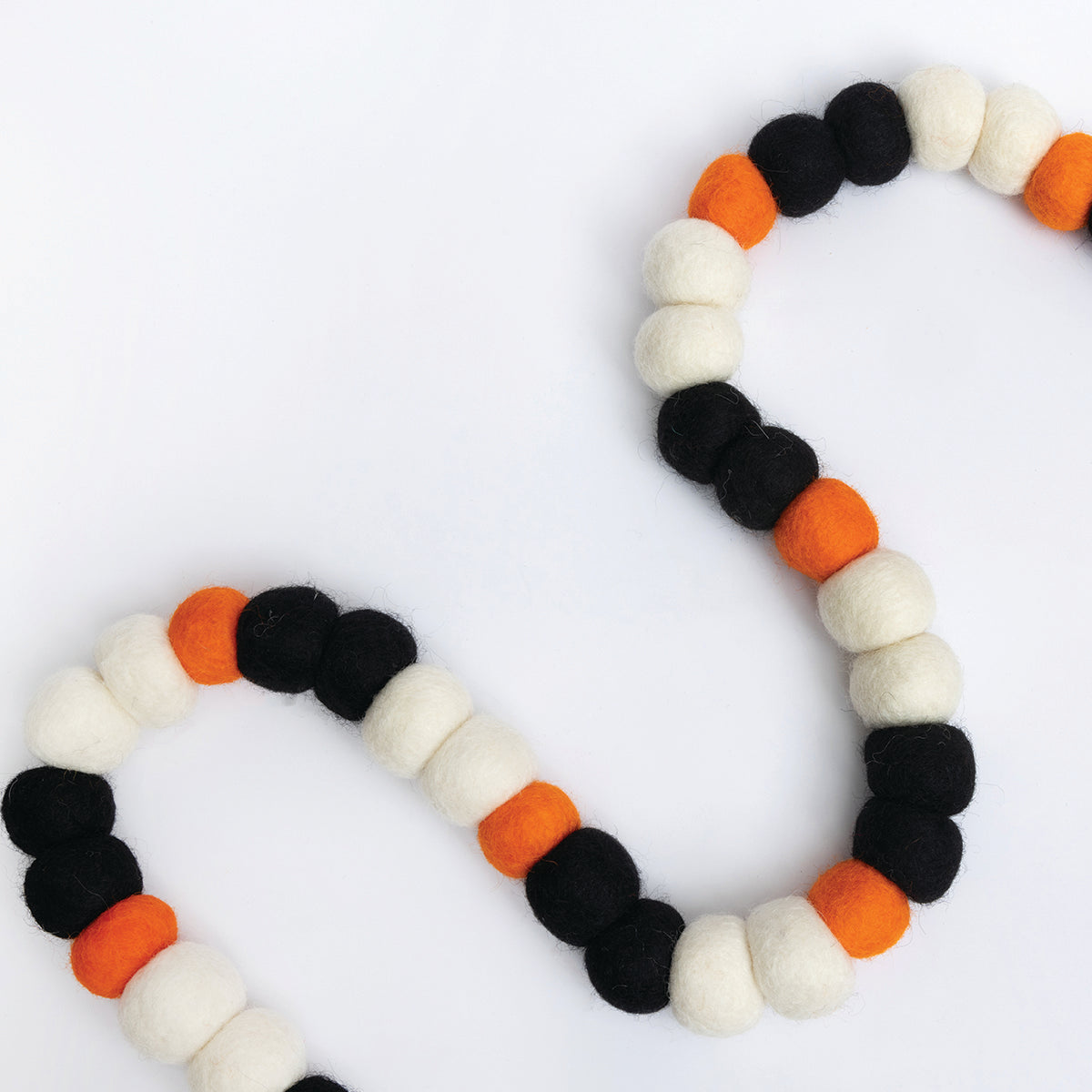 Orange, Black, and White Felt Ball Halloween Garland