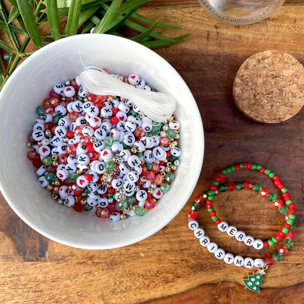 Merry Christmas Jar DIY Bead Kit with Tree Charm