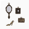 Antique Gold Charms Mirror, Shoe, Purse and Journal 4pc