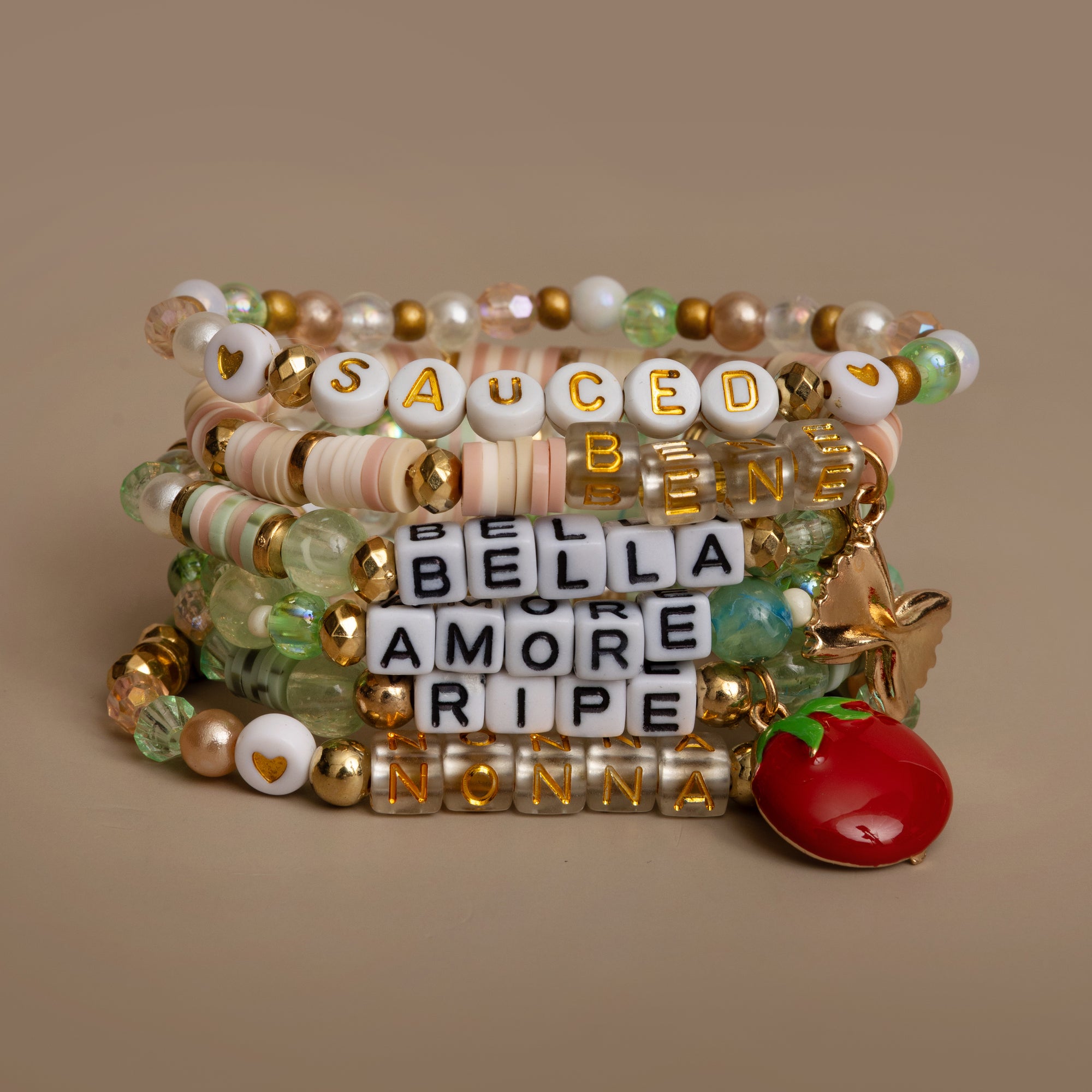 BENE Bead Kit with Gold Bowtie Pasta Charm &amp; Heishi Accents